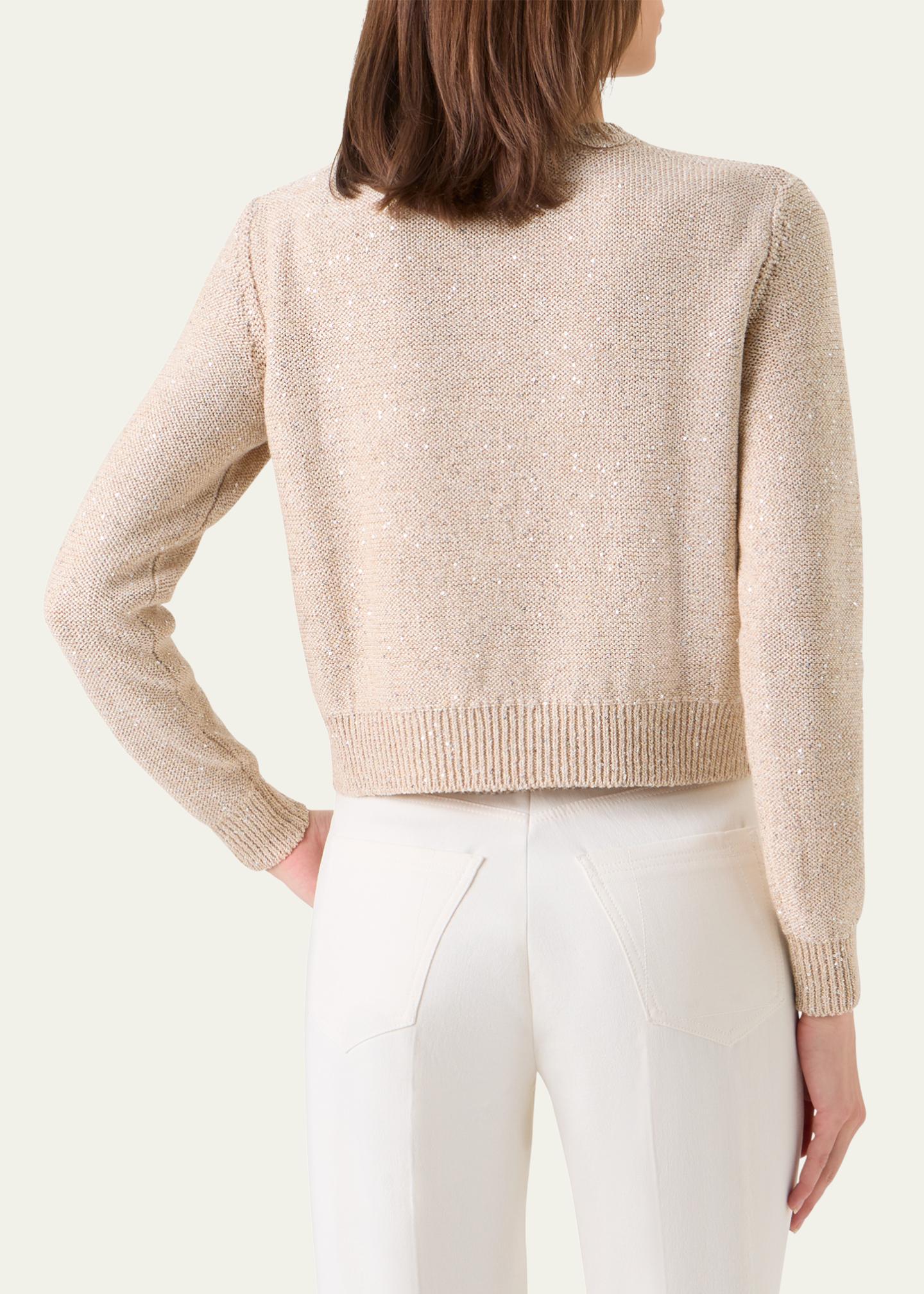 Akris Linen-Cotton Micro Sequin Knit Cardigan Sweater - Bergdorf