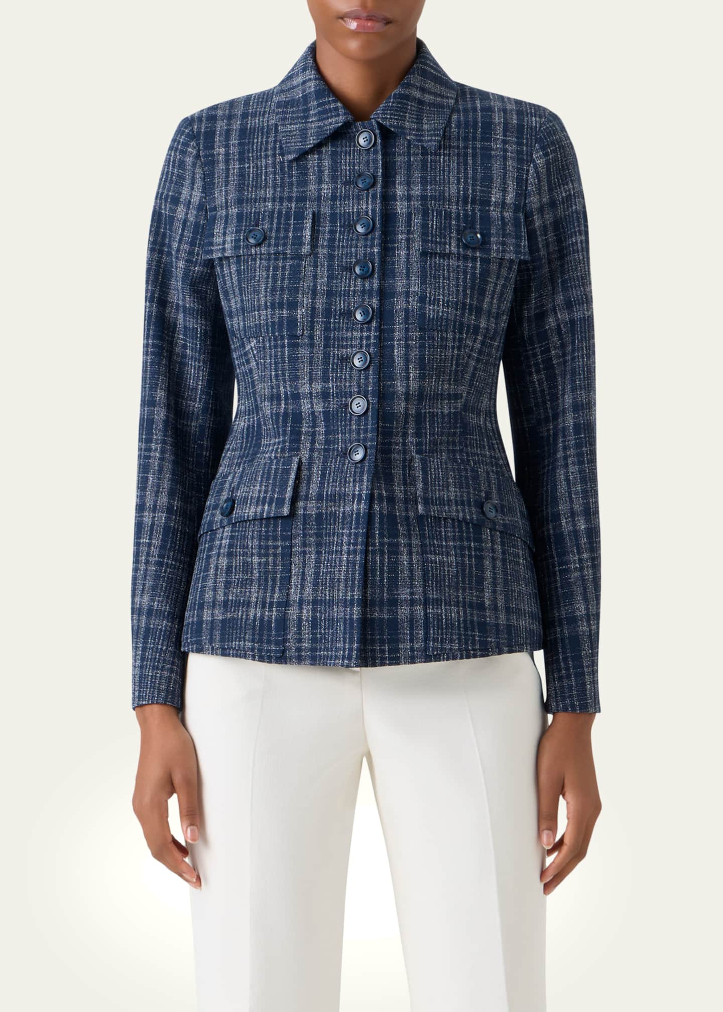 Akris Delia Buttoned Tweed Jacket - Bergdorf Goodman