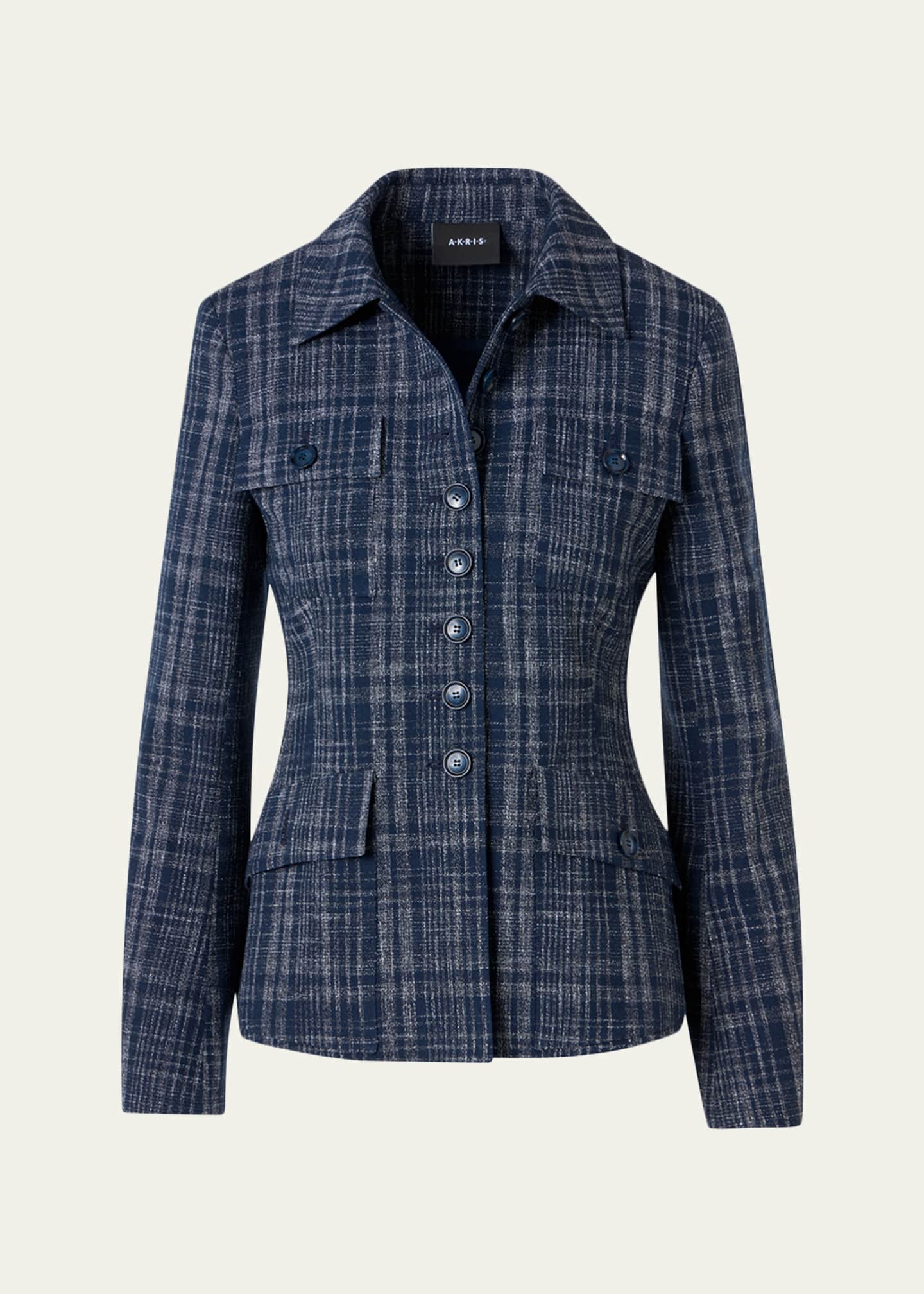 Akris Delia Buttoned Tweed Jacket - Bergdorf Goodman