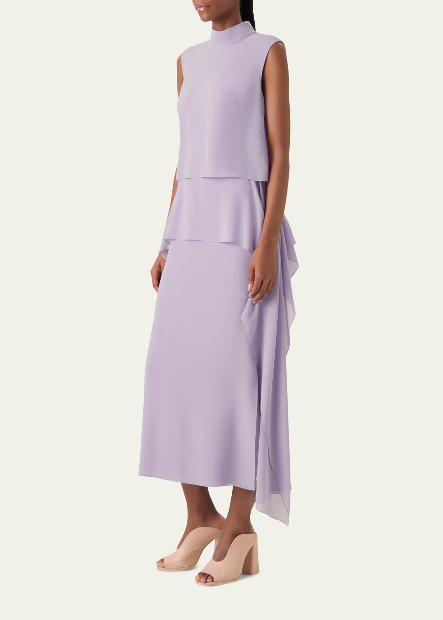 georgette layered dress Sleeveless Silk Georgette Dress Malva / 12