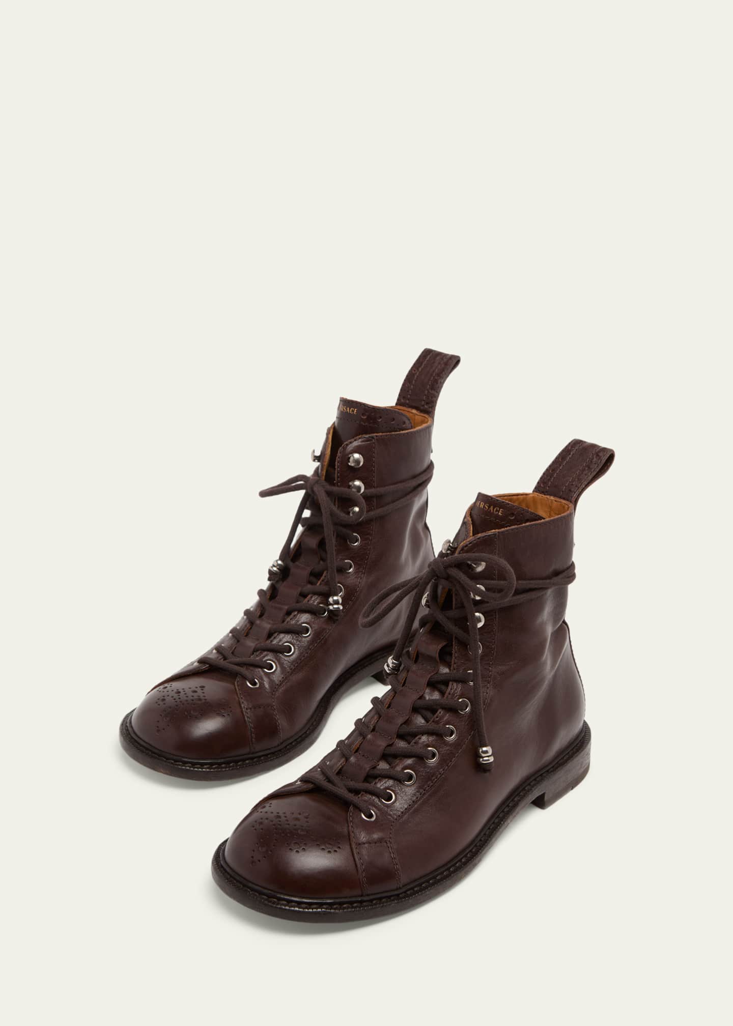 Versace Men's Leather Brogue Boots - Bergdorf Goodman