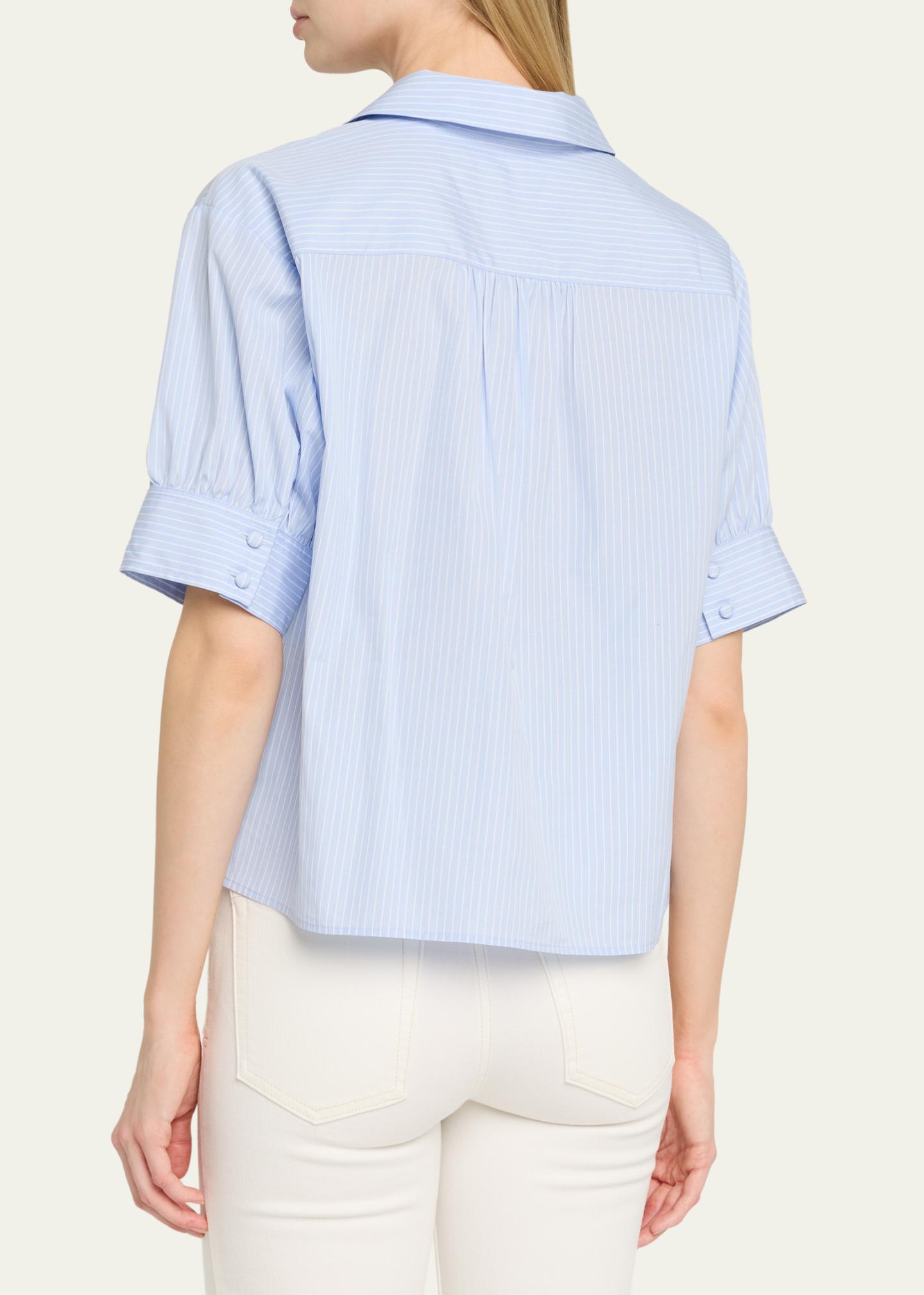 FRAME The Striped Popover Top - Bergdorf Goodman