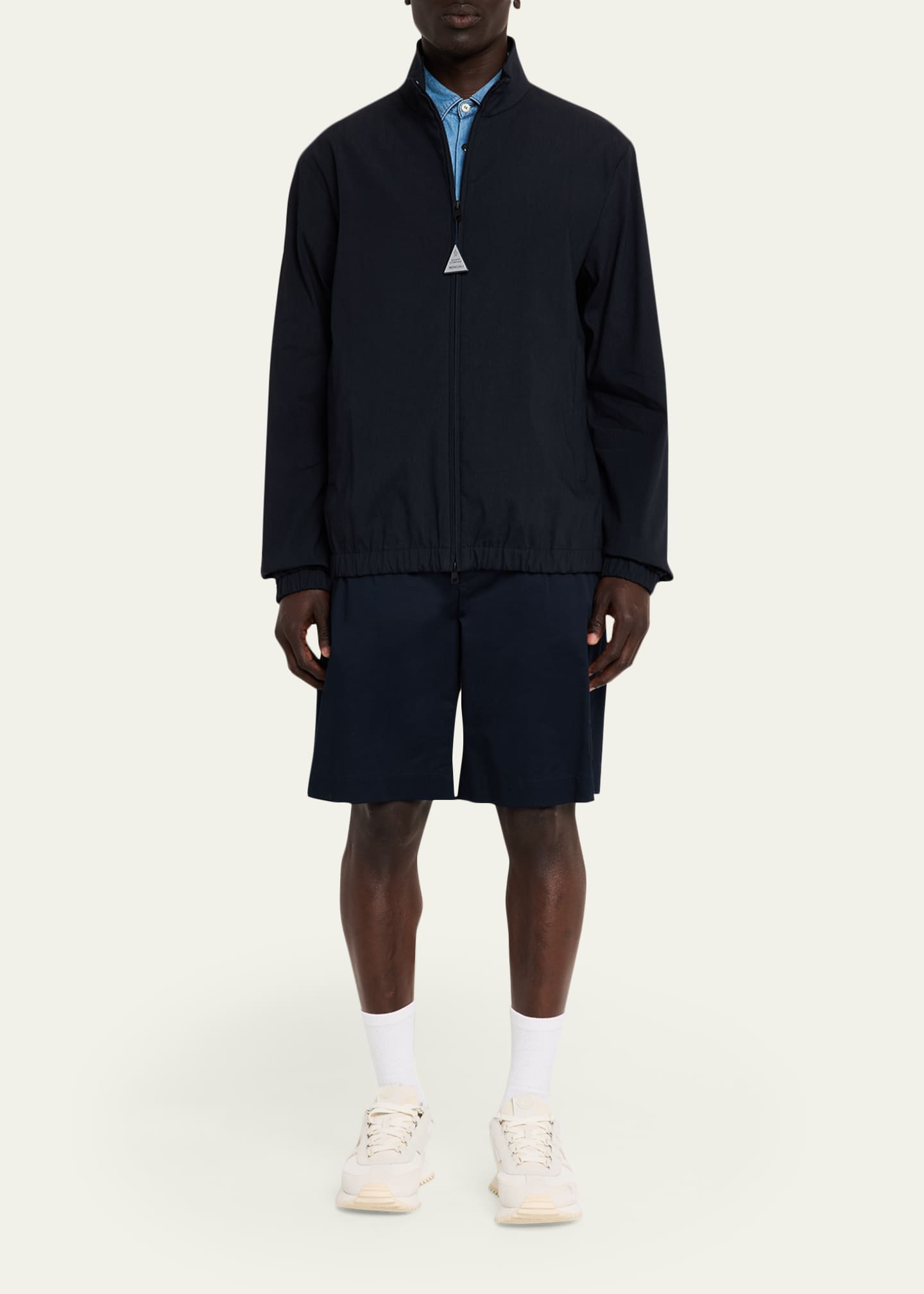 Moncler Men's Bonavent Linen-Blend Wind-Resistant Jacket