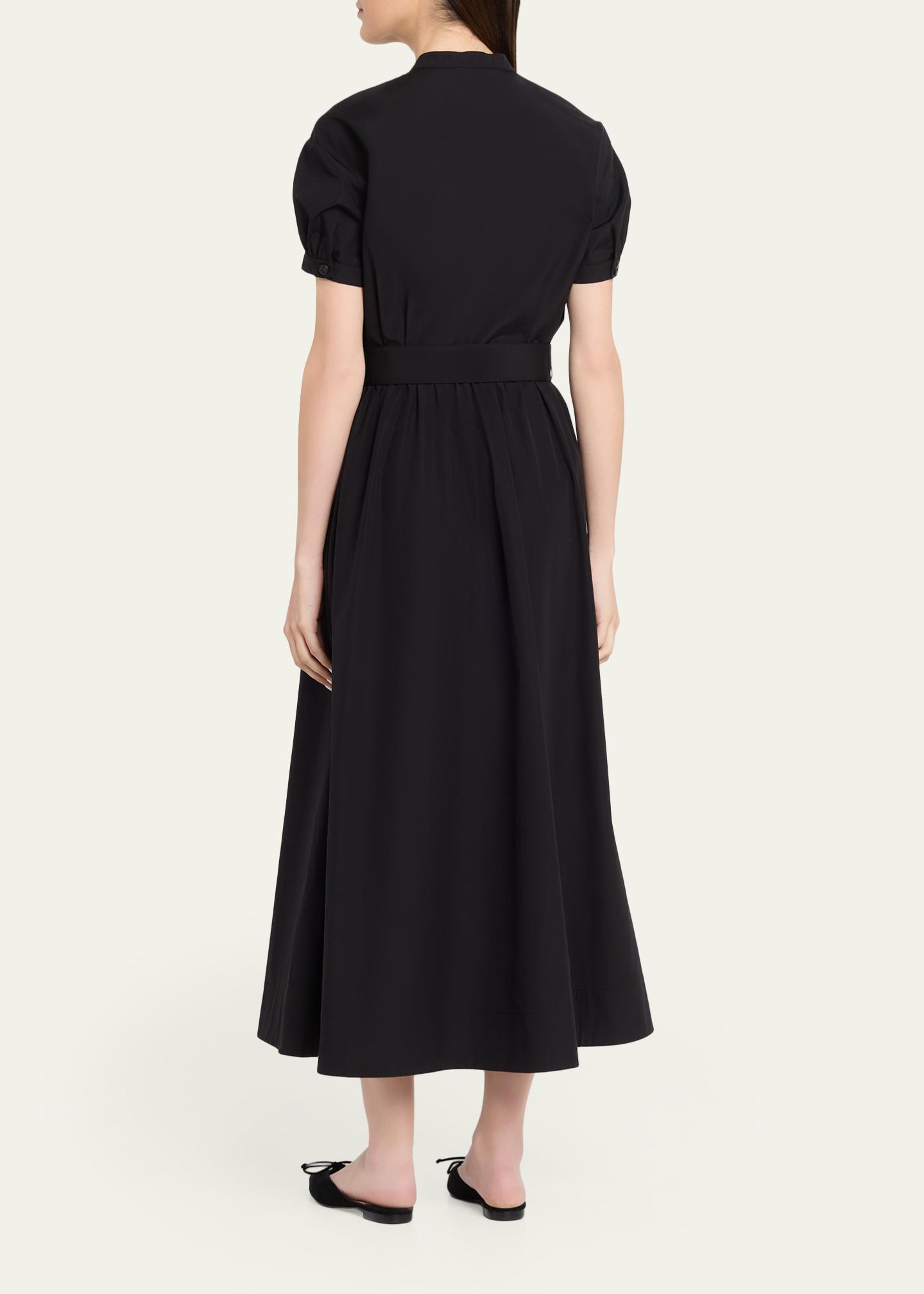 Lafayette 148 New York Puff-Sleeve Organic Cotton Poplin Midi Dress, Black, Women's, 16 Casual & Work Dresses Day Dresses Sundresses