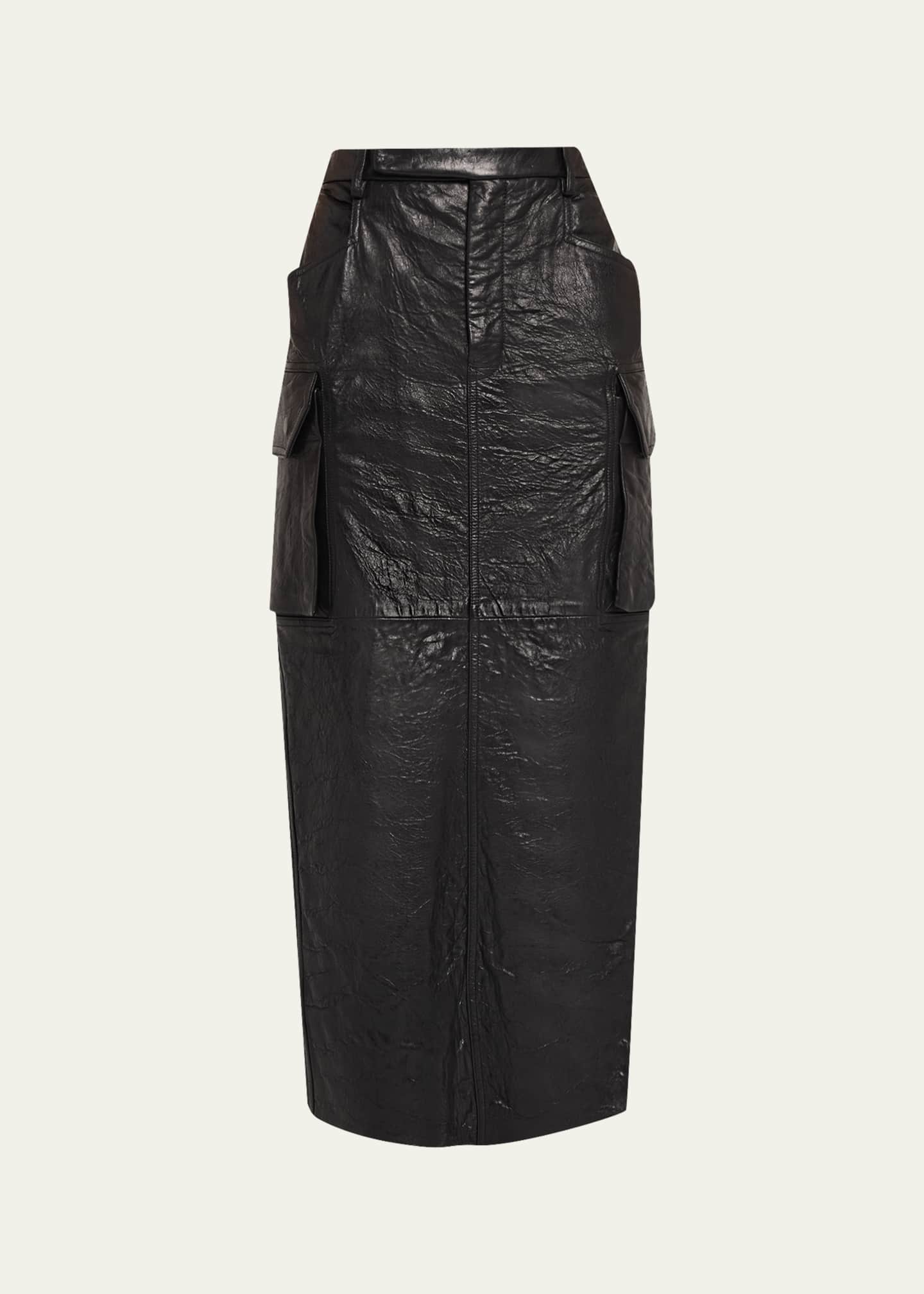 Rick Owens Firbanks Leather Midi Cargo Skirt - Bergdorf Goodman