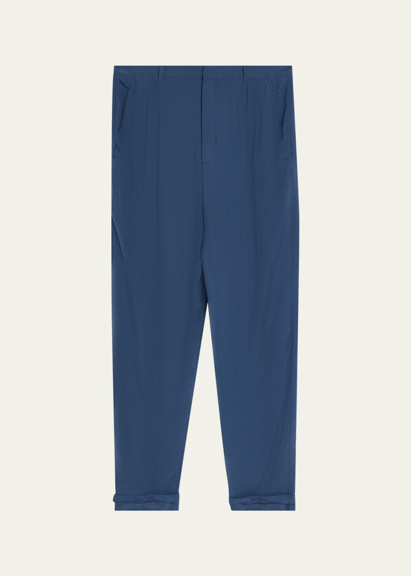 Saint Laurent Men's Silk Habotai Pleated Trousers - Bergdorf Goodman