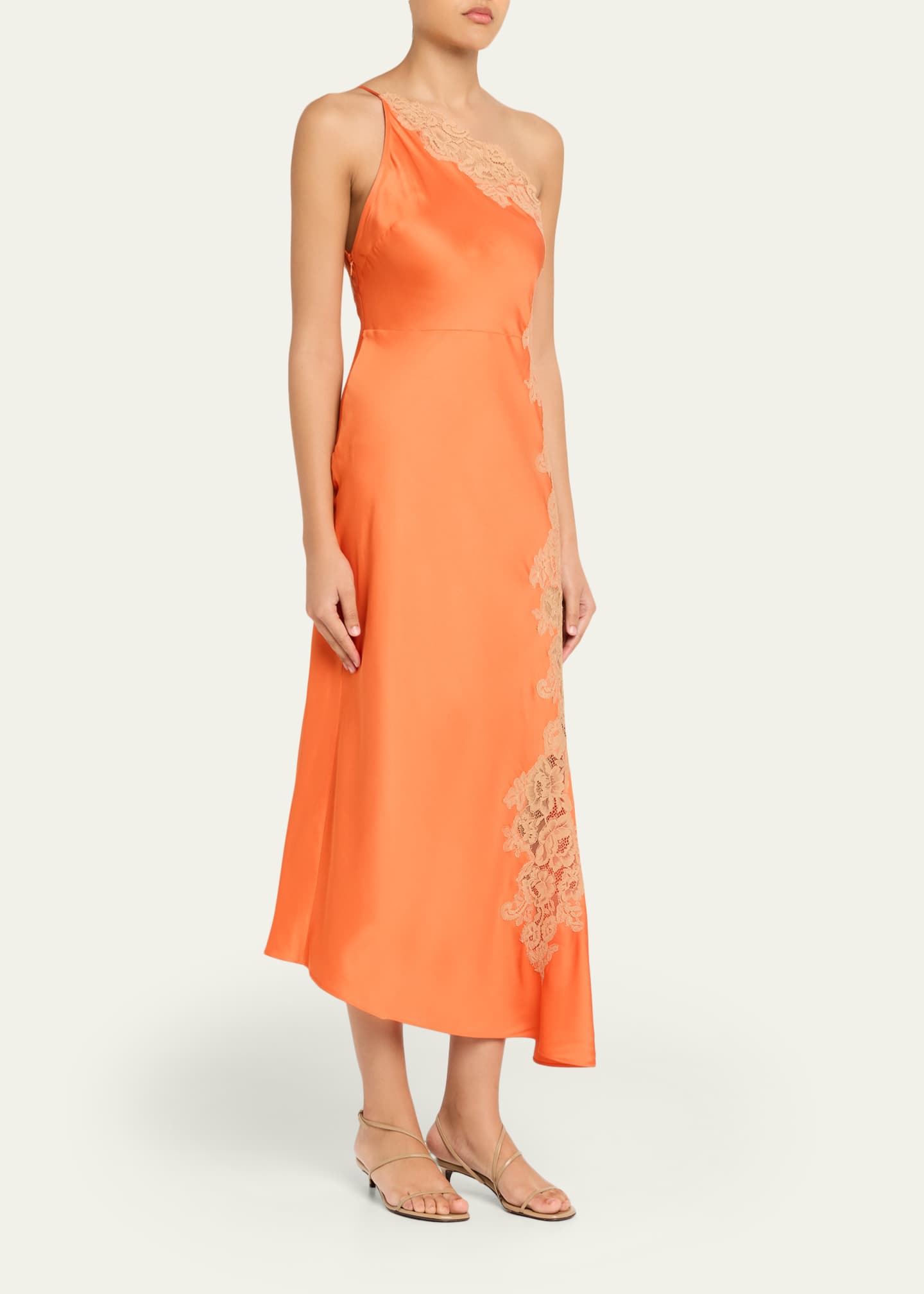 embroidered slip dress Satin Slip Dress with Flower Embroidery in Champagne – Jessie Liu Collection main image 1
