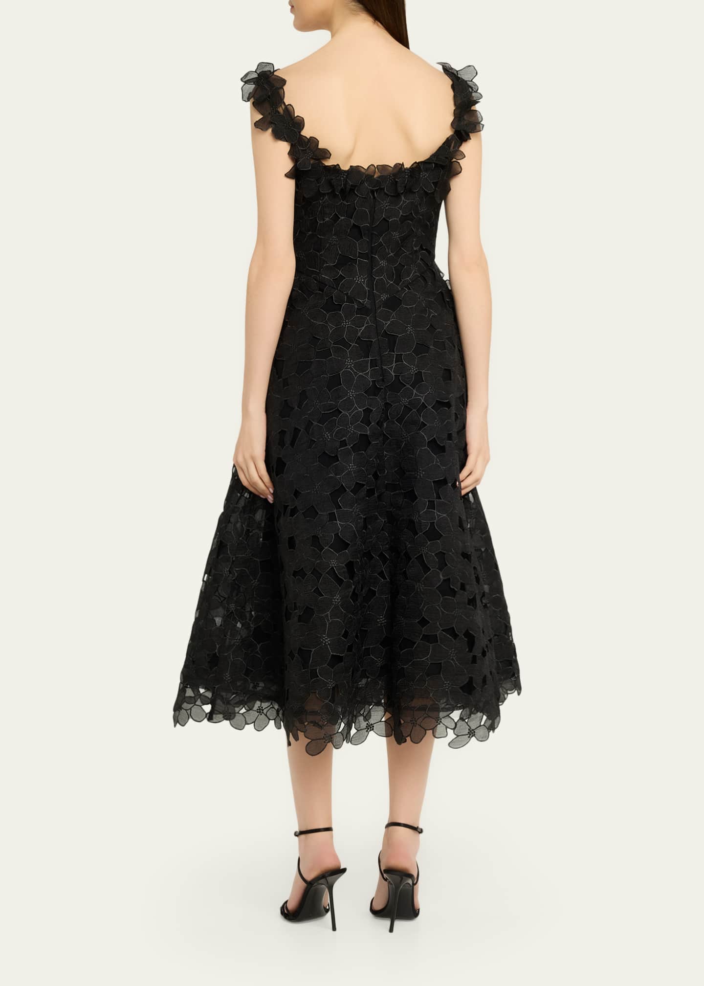black lace full skirt dress TA3 Seamed Midi Skirt - Lace Black main image 0