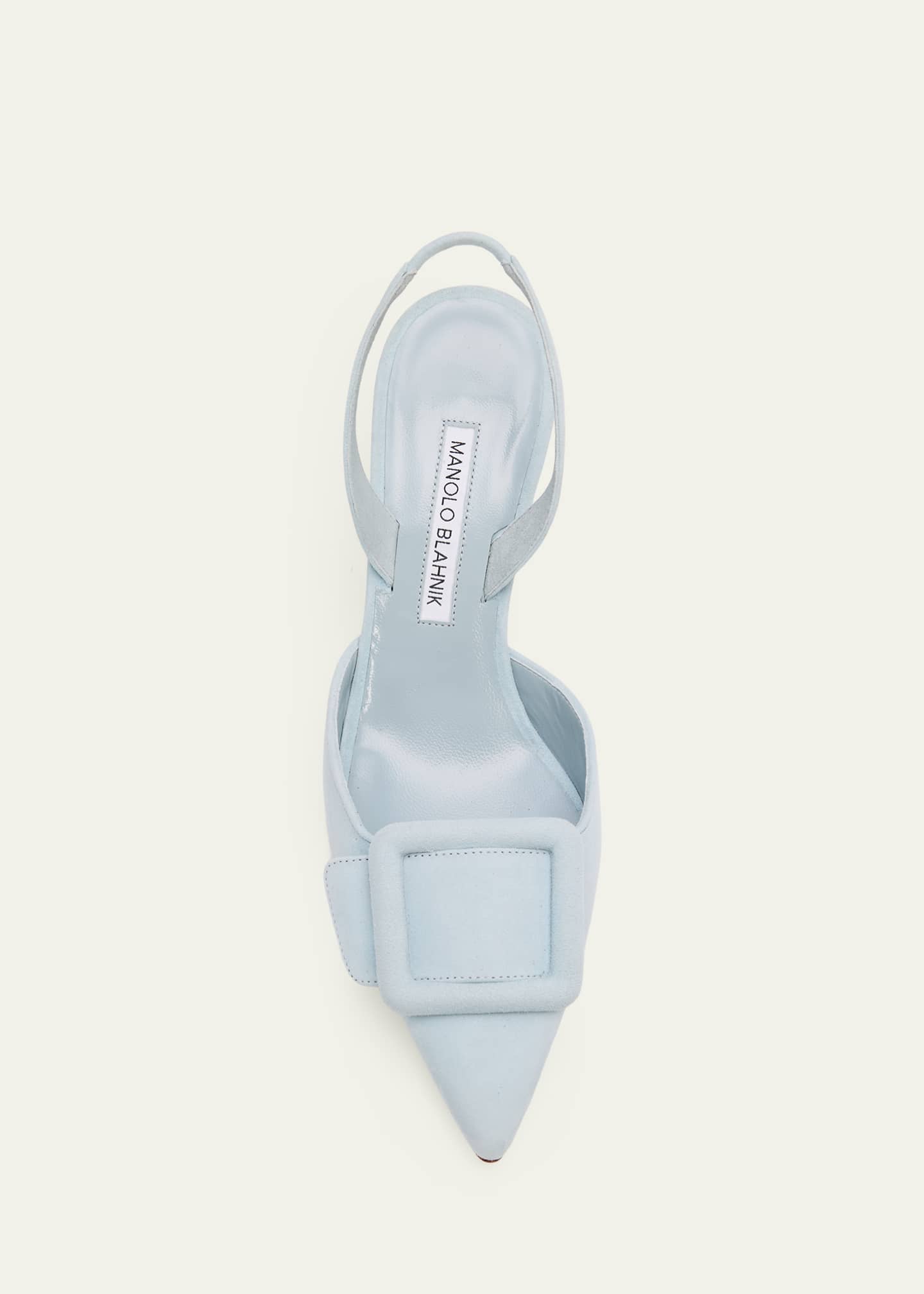 Manolo Blahnik 50mm Maysli Suede Buckle Slingback Pumps - Bergdorf