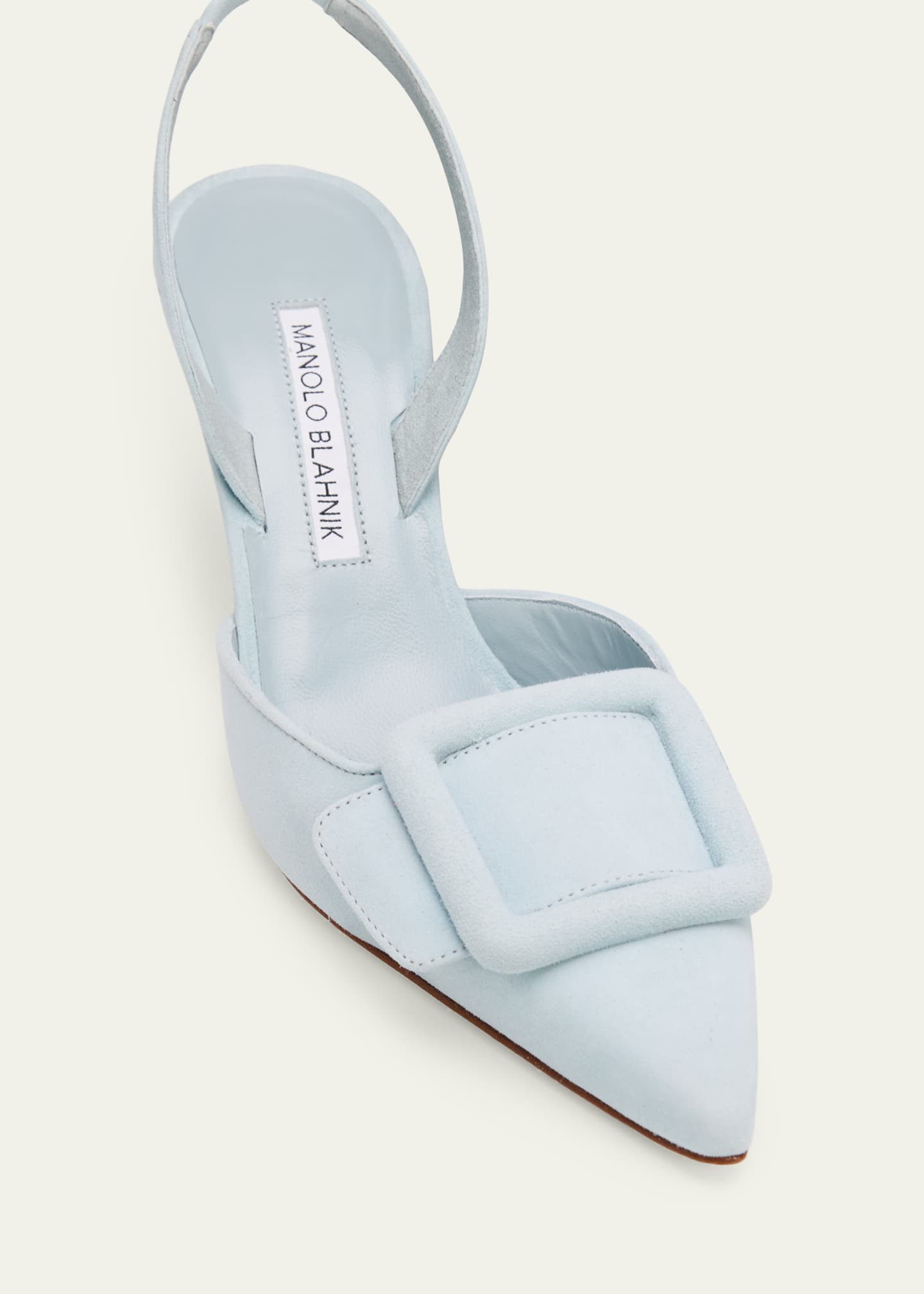 Manolo Blahnik 50mm Maysli Suede Buckle Slingback Pumps - Bergdorf