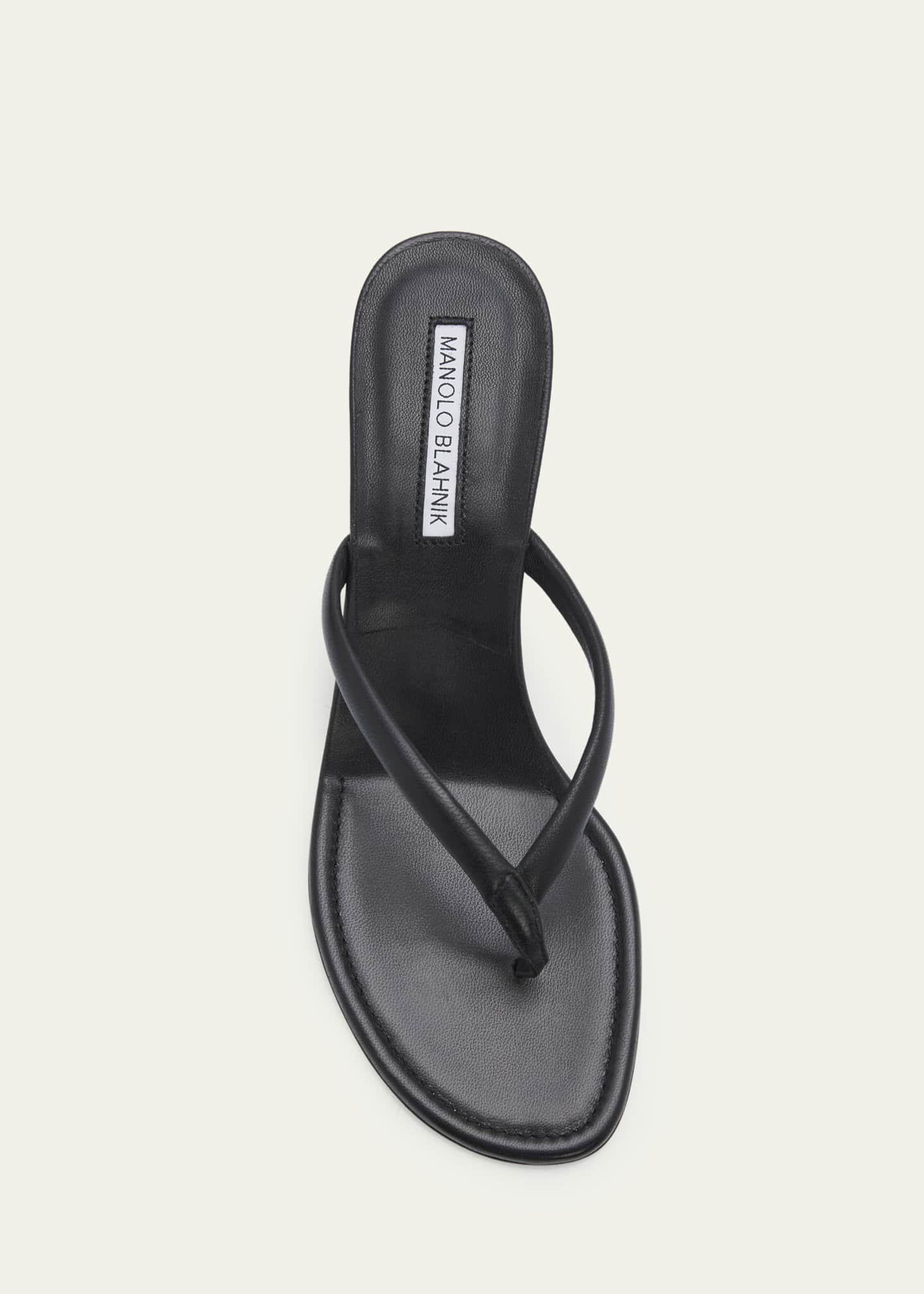 MANOLO BLAHNIK レザーサンダル　39 Manolo Blahnik 50mm Paterno Leather Thong Sandals - Bergdorf Goodman