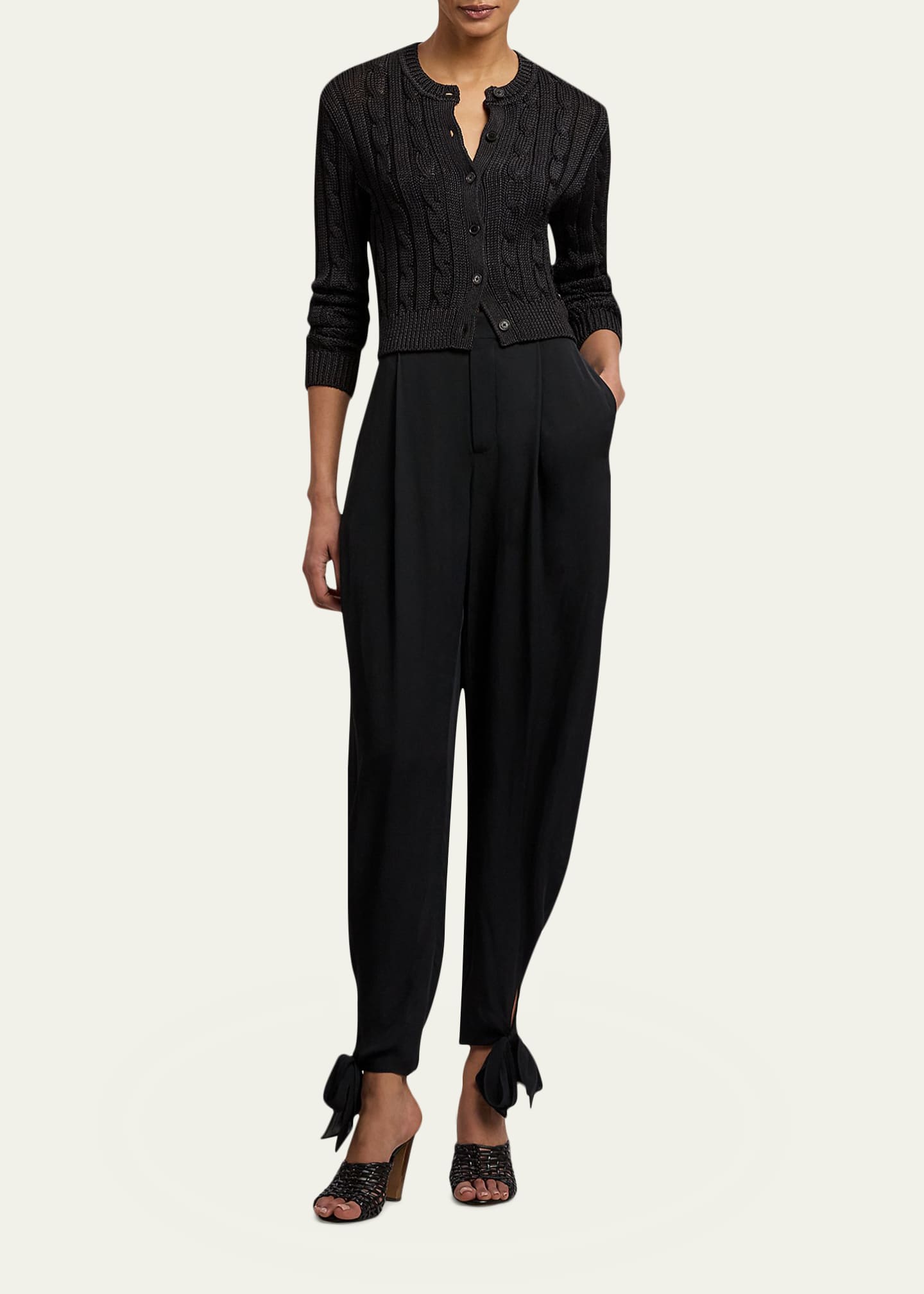 Ralph Lauren Collection Cable Knit Silk Crop Cardigan - Bergdorf