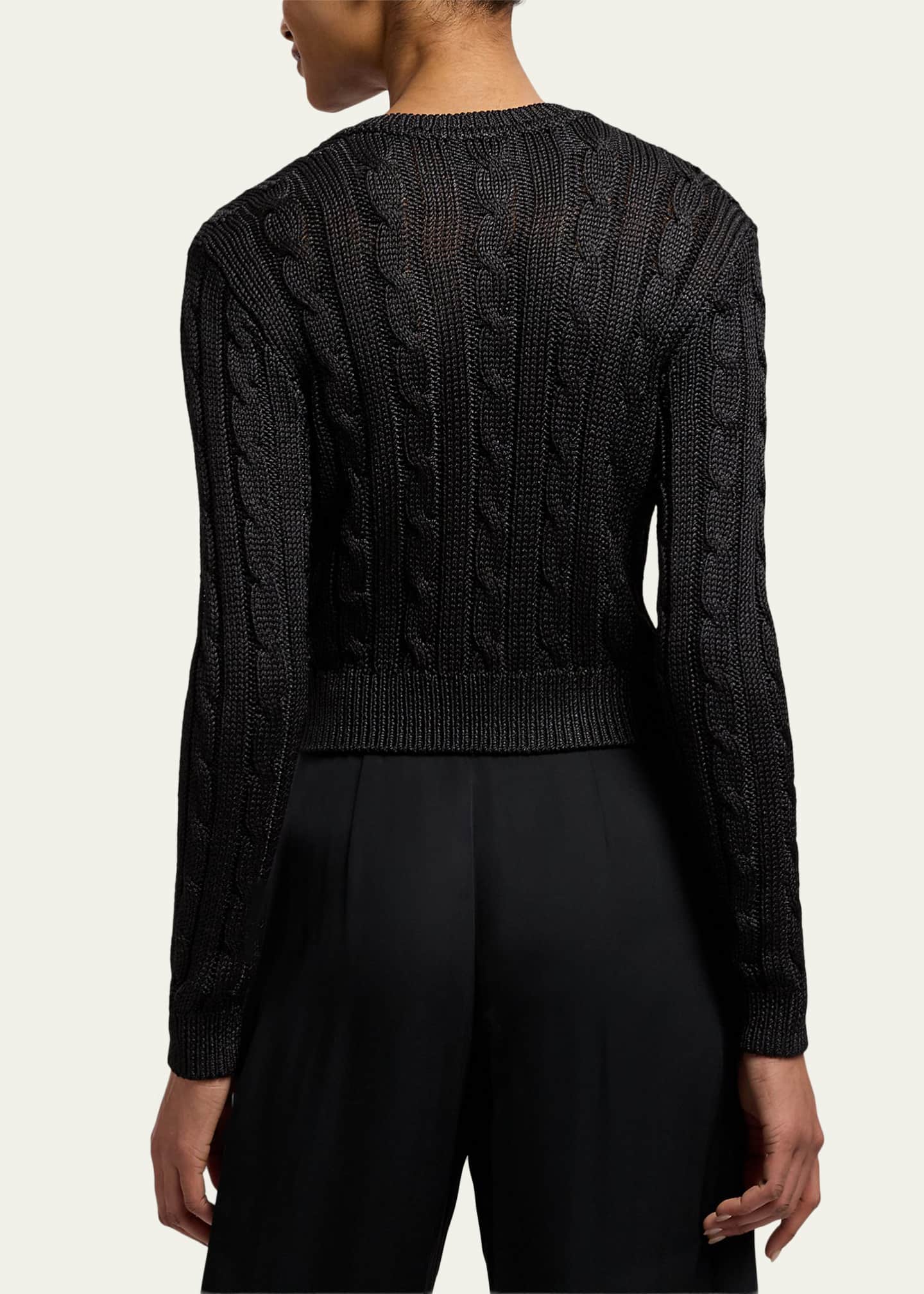 Ralph Lauren Collection Cable Knit Silk Crop Cardigan - Bergdorf