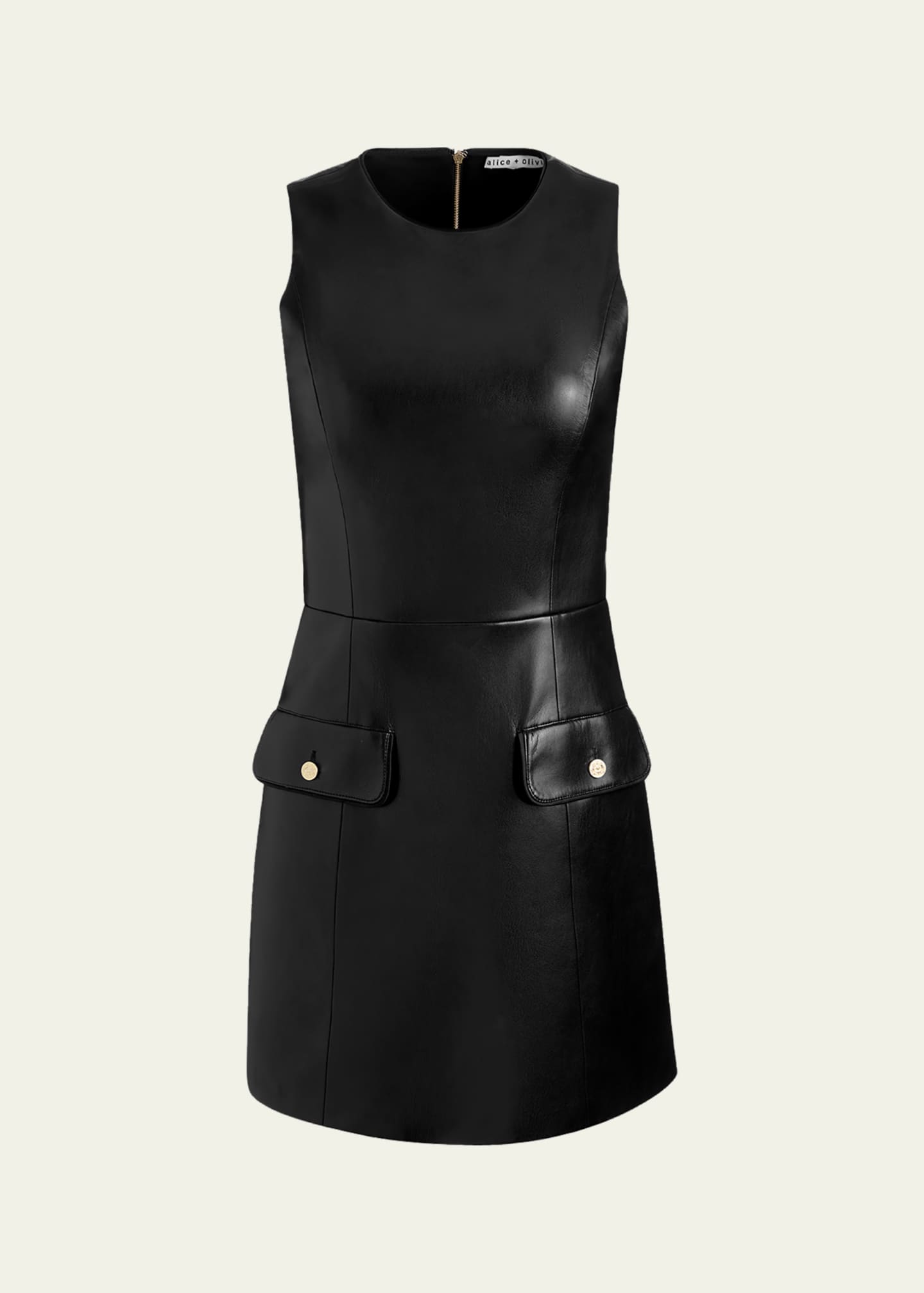 Alice + Olivia Marcella Faux Leather Mini Dress in Black - Size 0