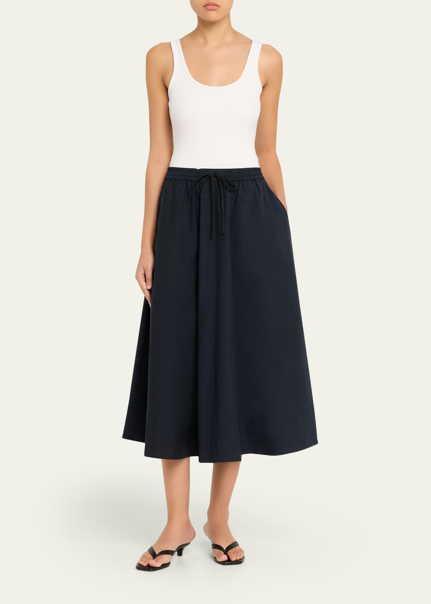 A.L.C. Remy Drawstring Technical Cotton Midi Skirt - Bergdorf Goodman