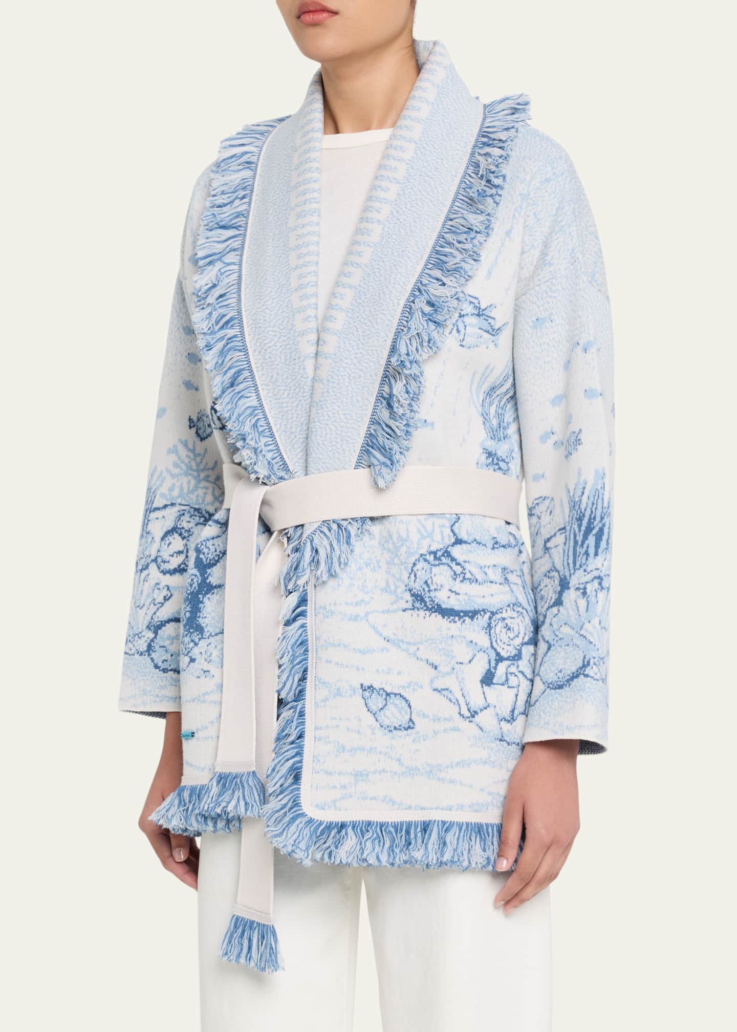 Alanui Deep In The Ocean Fringed Wrap Cardigan - Bergdorf Goodman