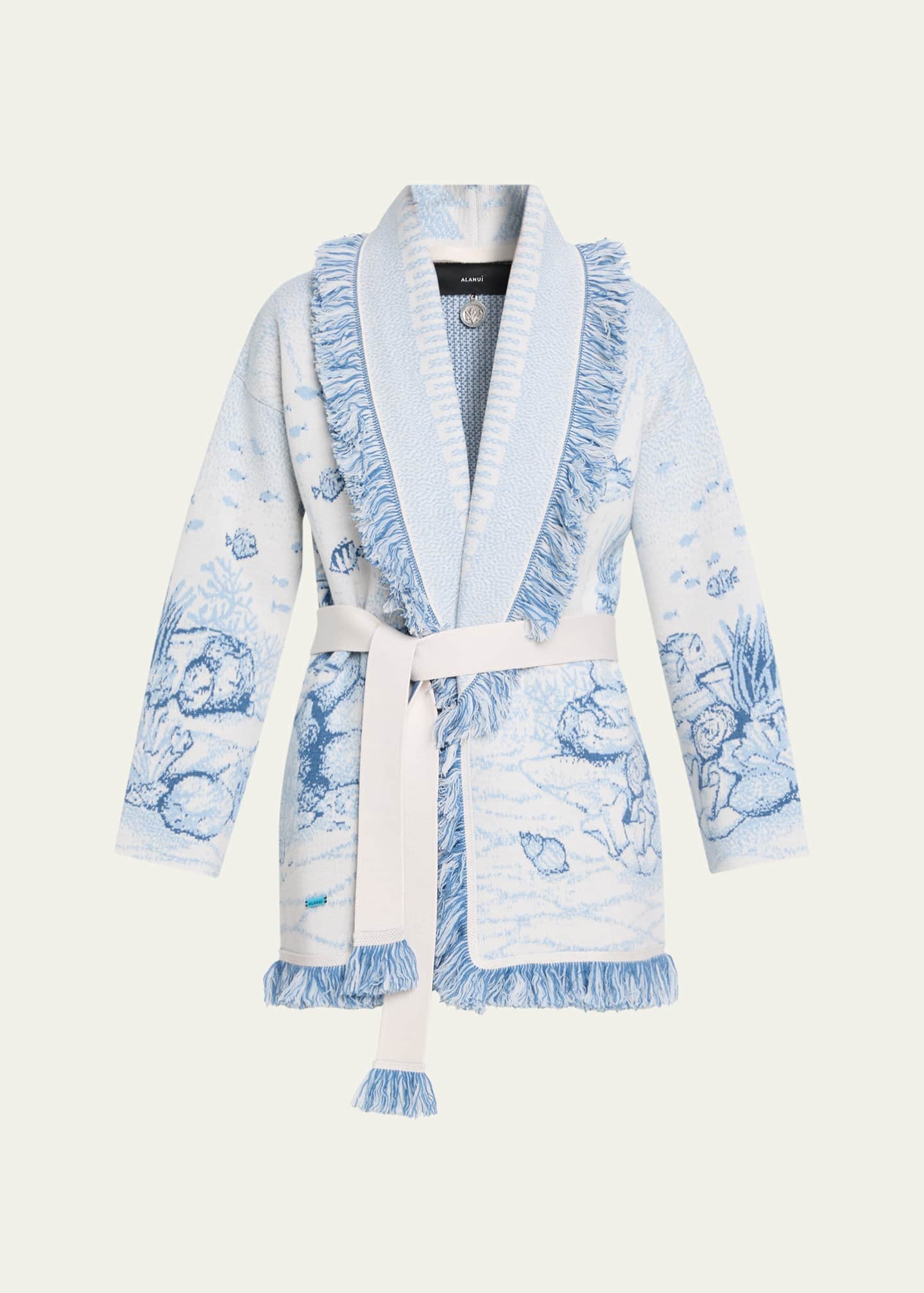Alanui Deep In The Ocean Fringed Wrap Cardigan - Bergdorf Goodman