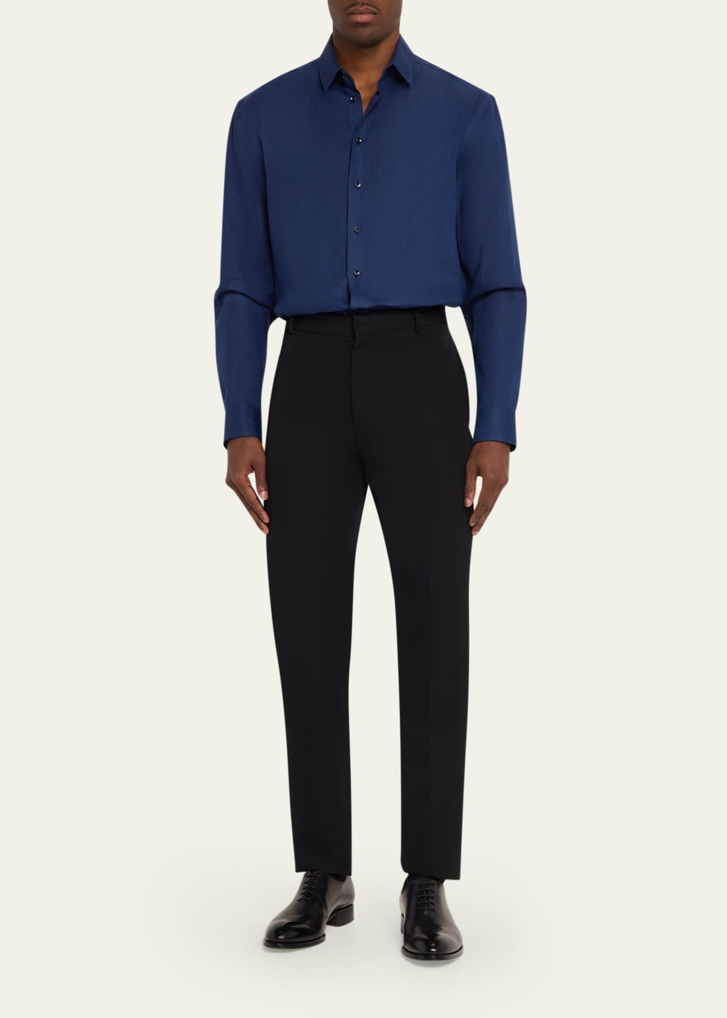 Giorgio Armani ネイビー 長袖シャツ Giorgio Armani Men's Linen Classic-Fit Sport Shirt - Bergdorf Goodman