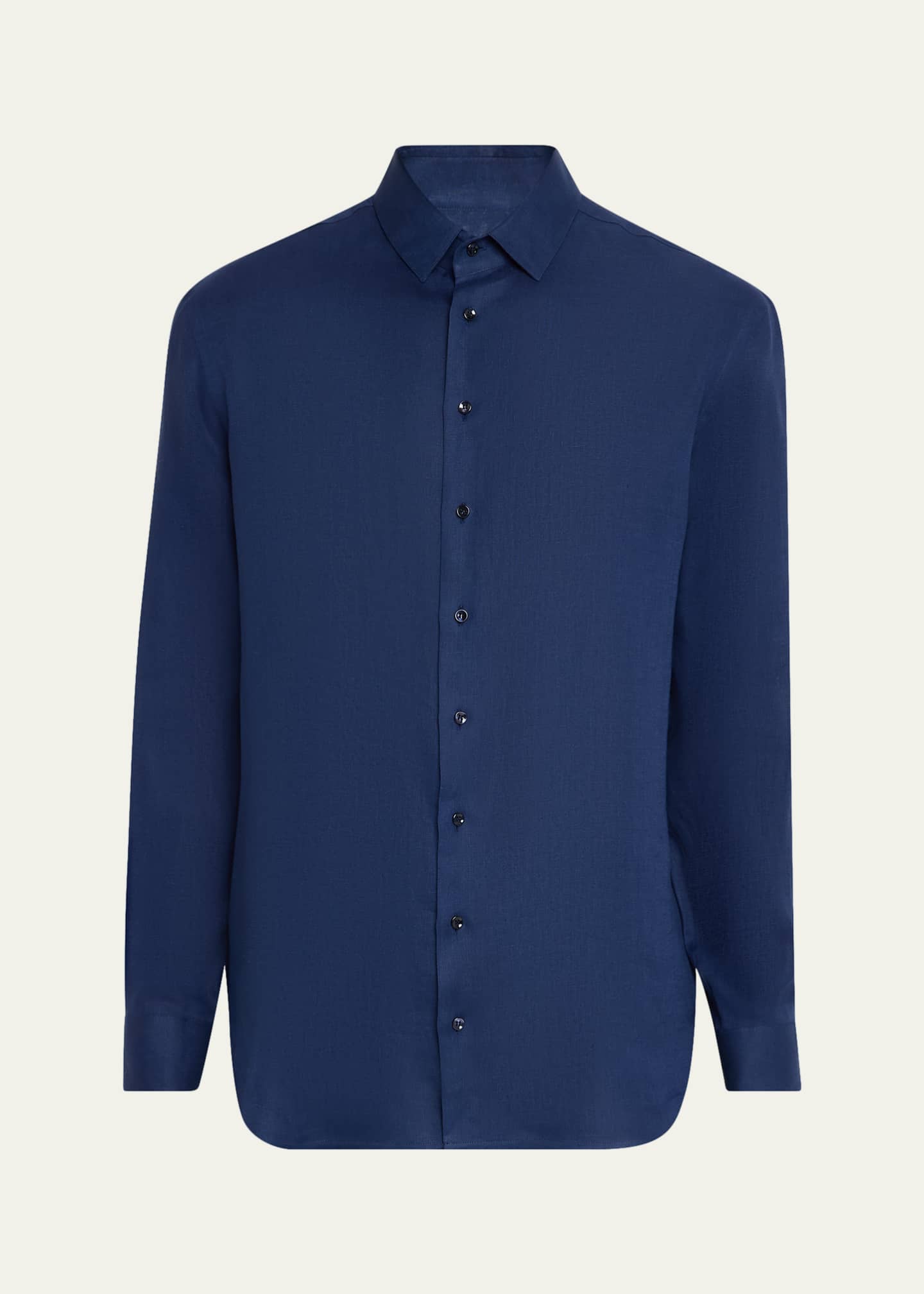 Giorgio Armani ネイビー 長袖シャツ Giorgio Armani Men's Linen Classic-Fit Sport Shirt - Bergdorf Goodman