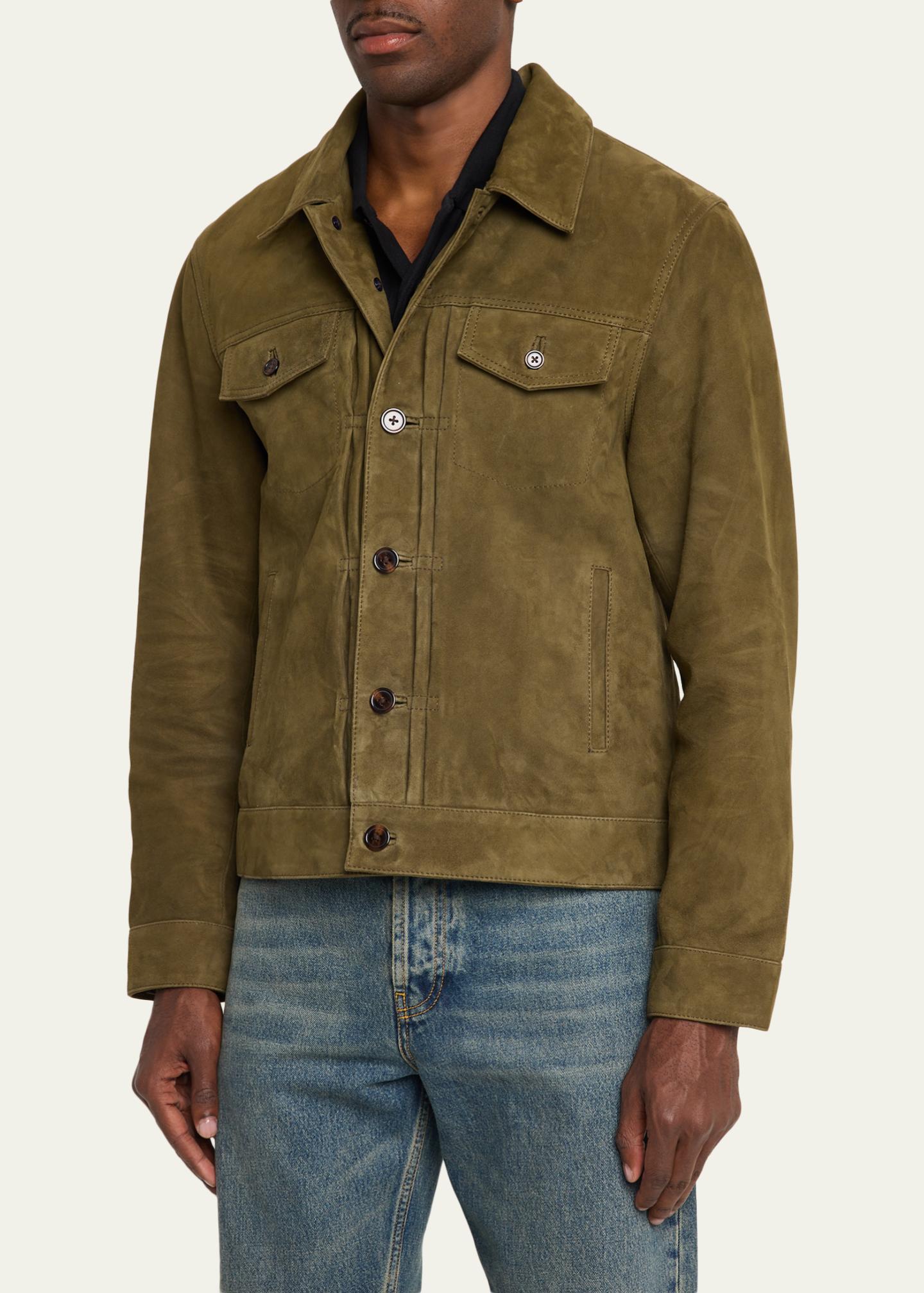 Officine Générale Men's Liam Suede Trucker Jacket - Bergdorf Goodman