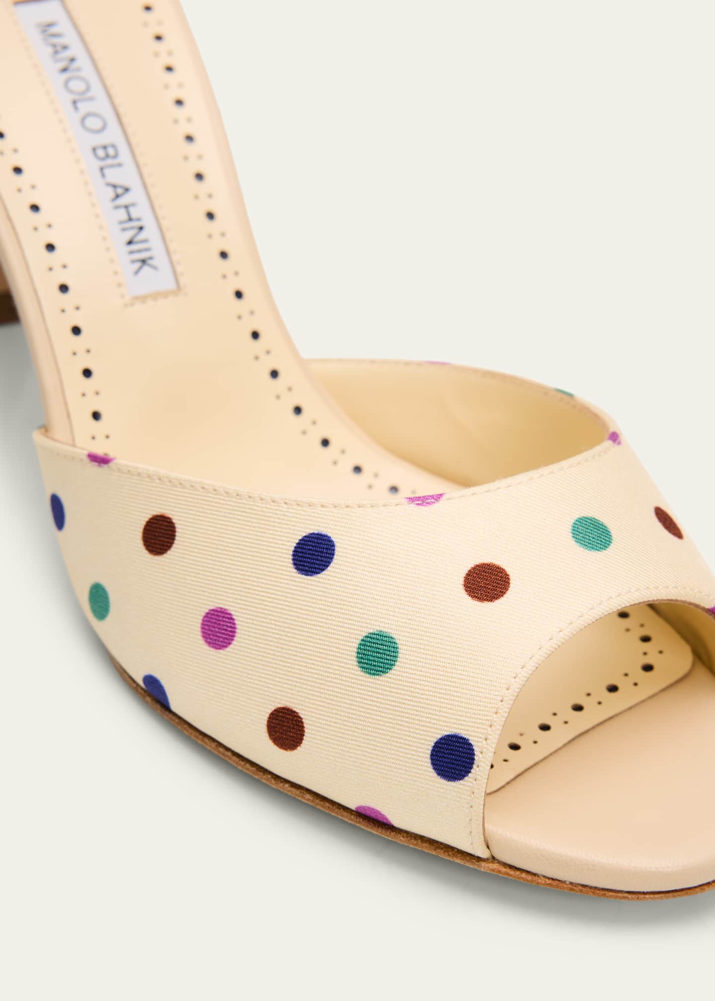 Manolo Blahnik 50mm Jadaron Polka-Dot Twill Mules - Bergdorf Goodman