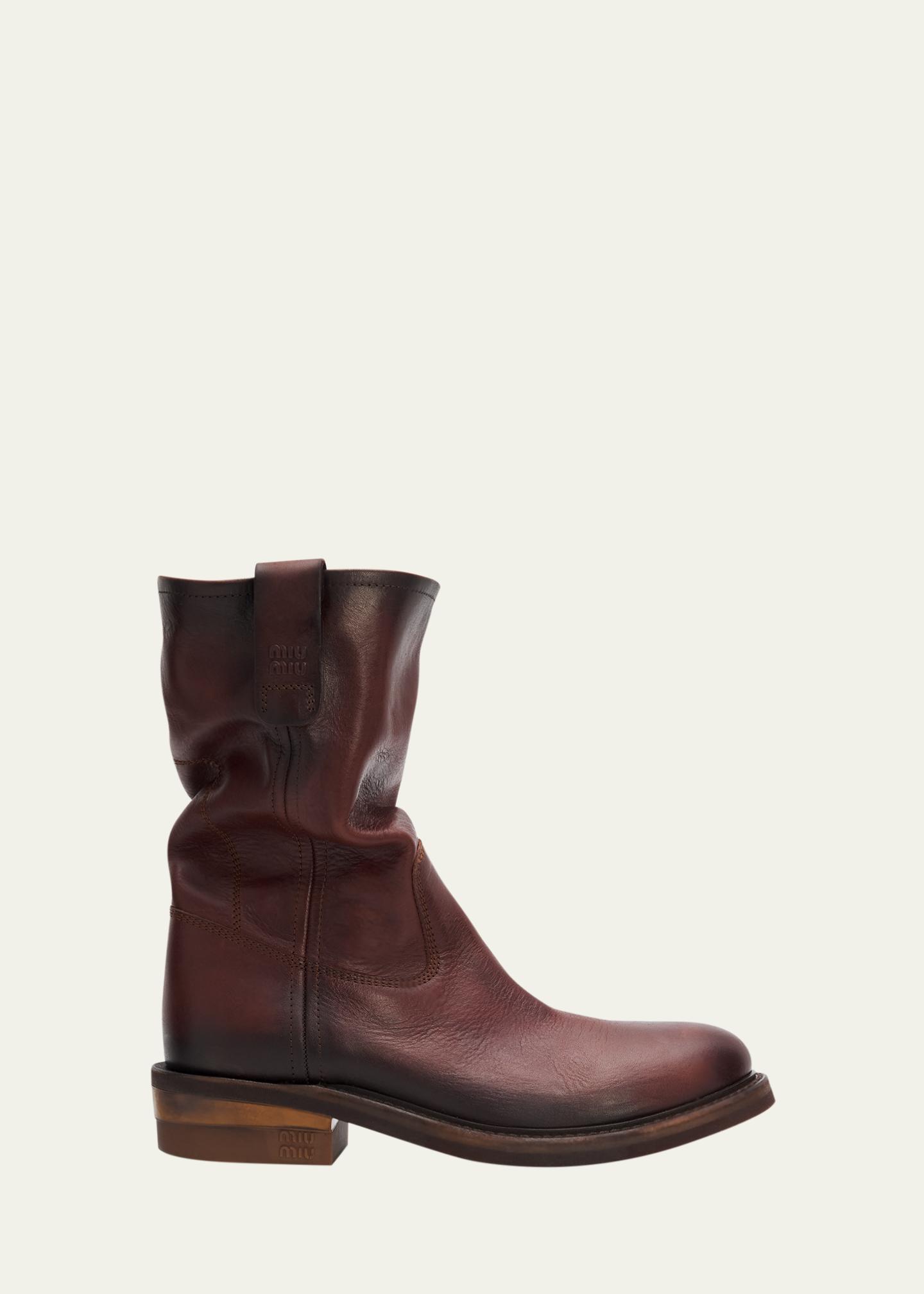 Miu Miu Foule Leather Mid-Calf Boots - Bergdorf Goodman