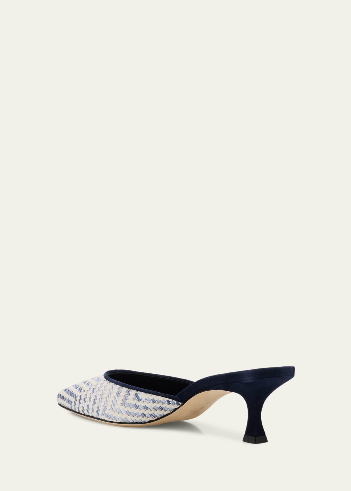 Manolo Blahnik Carolyne Metallic Woven Kitten-Heel Mules