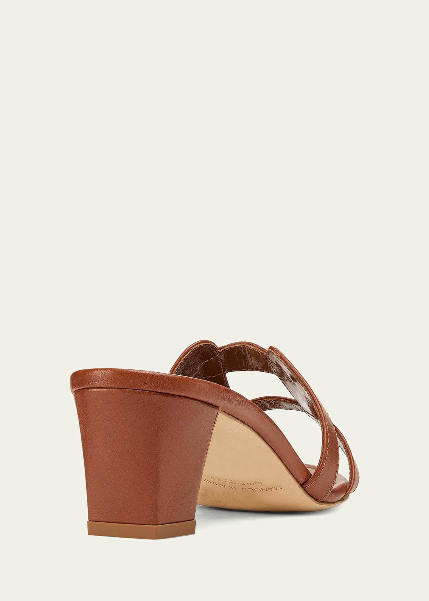 MANOLO BLAHNIK キャロリン スエード ブラウン 38 Manolo Blahnik 50mm Grellanu Leather Mule Sandals - Bergdorf Goodman