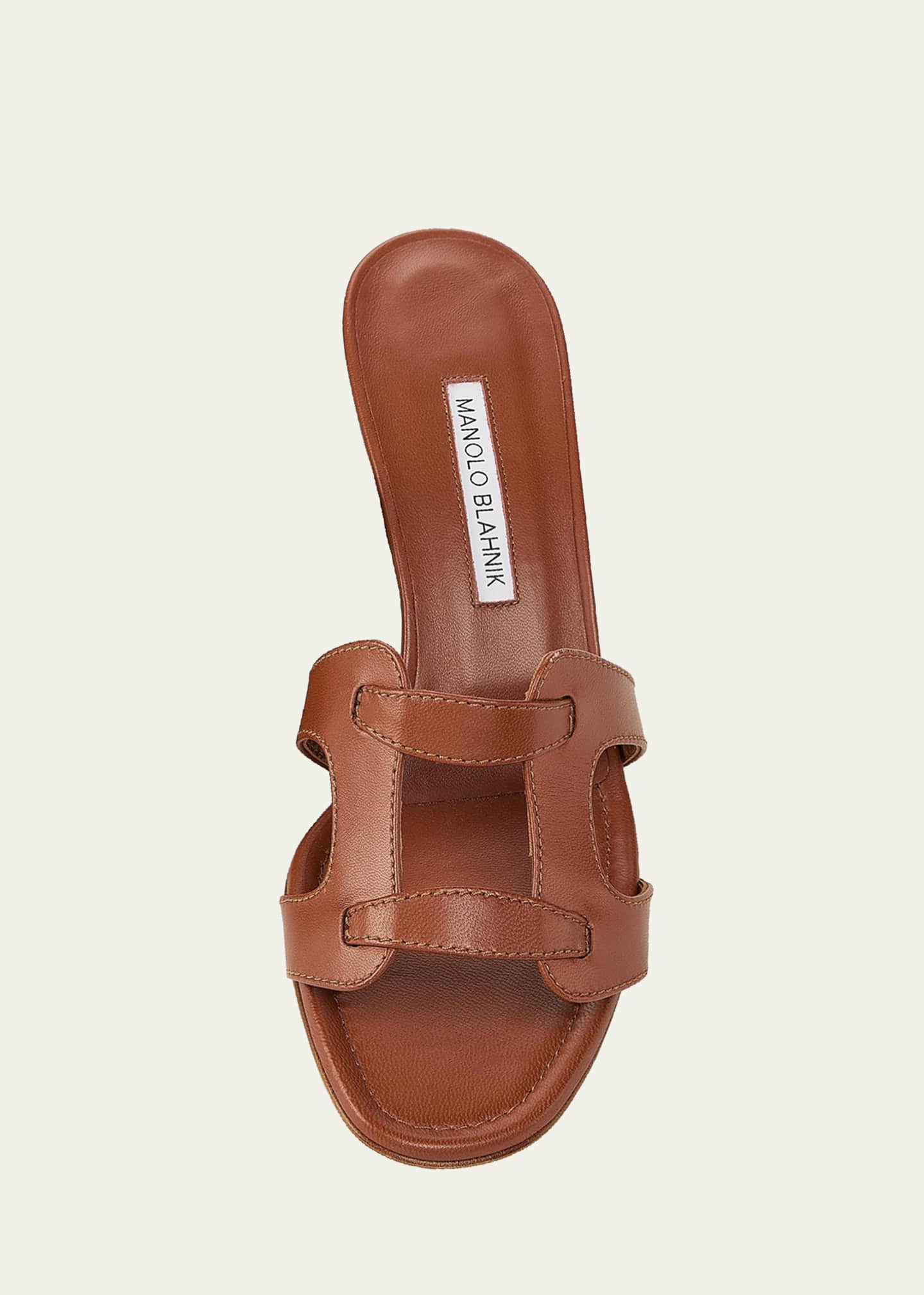 Manolo Blahnik 50mm Grellanu Leather Mule Sandals - Bergdorf Goodman