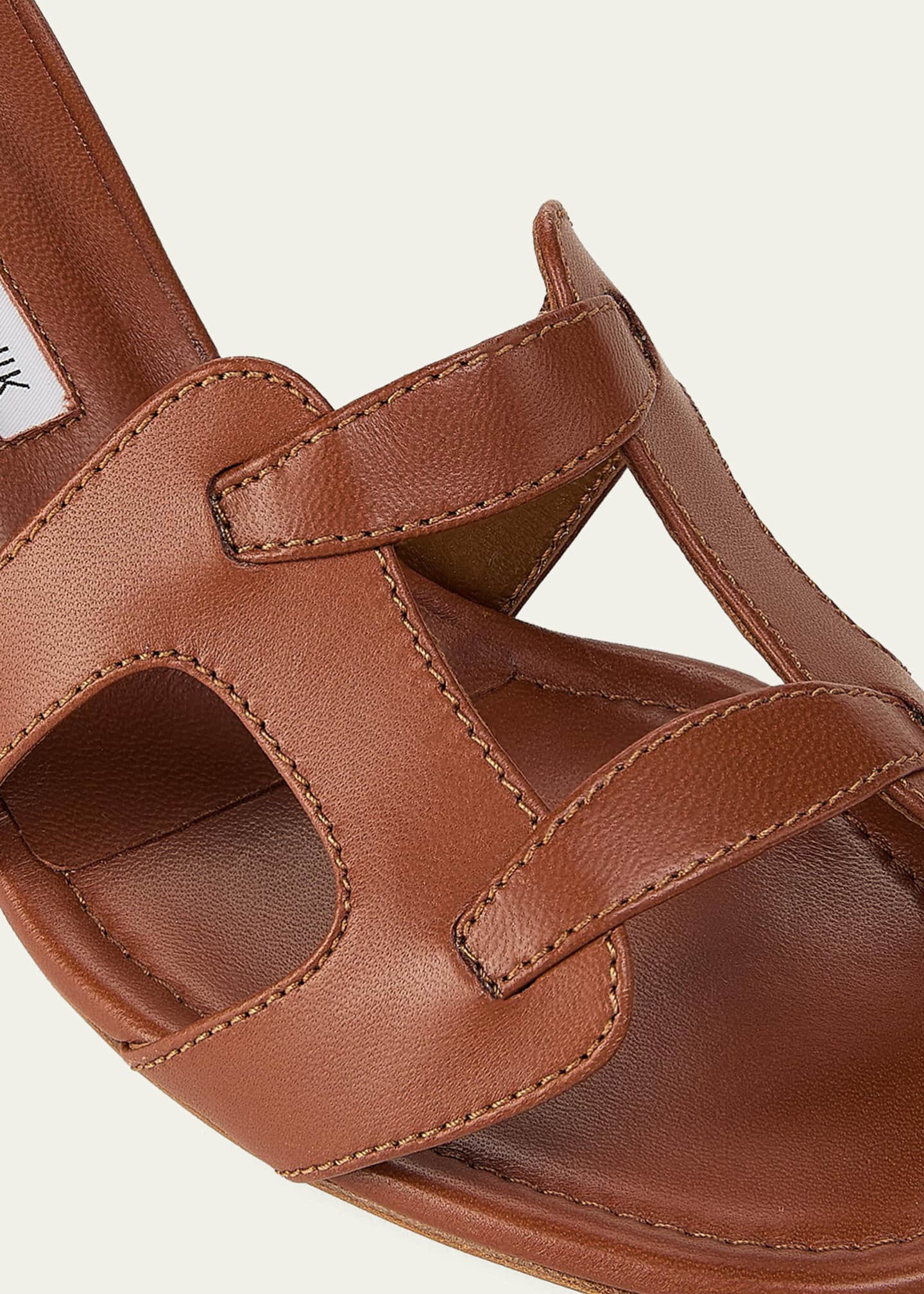 Manolo Blahnik 50mm Grellanu Leather Mule Sandals - Bergdorf Goodman
