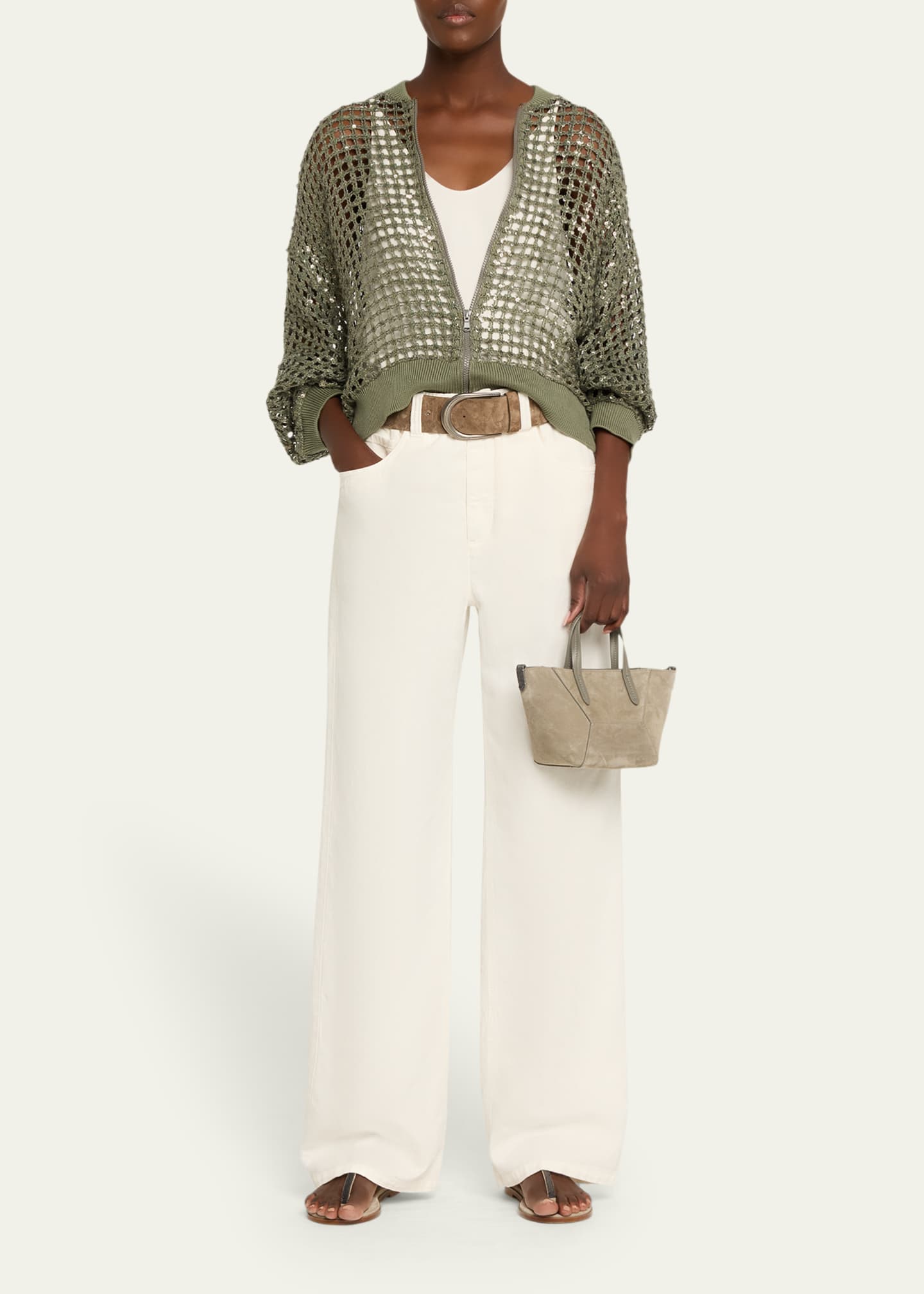 Brunello Cucinelli Suede Monili Sandals - Bergdorf Goodman