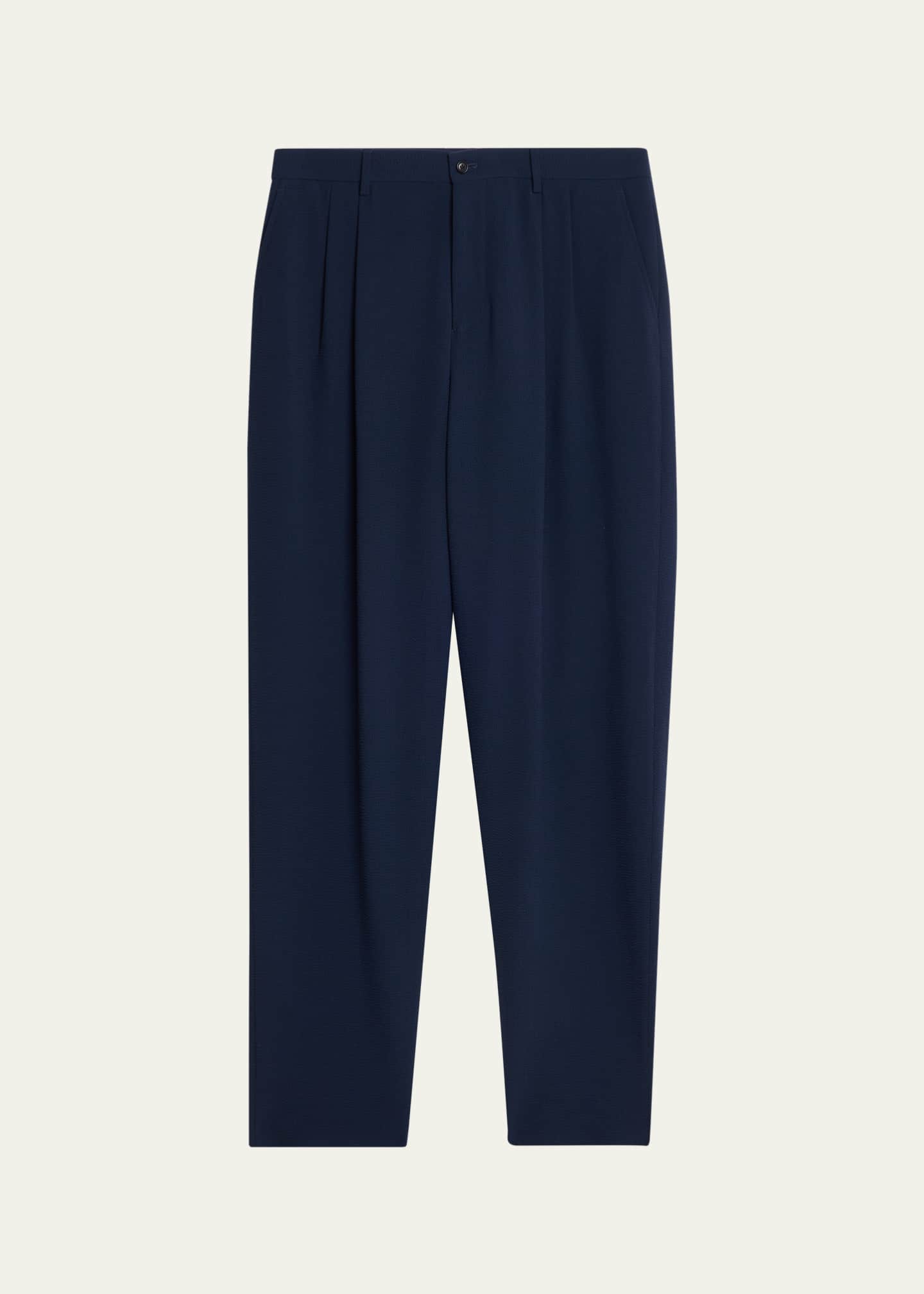 Giorgio Armani Men's Stretch Wool Seersucker Double-Pleat Trousers