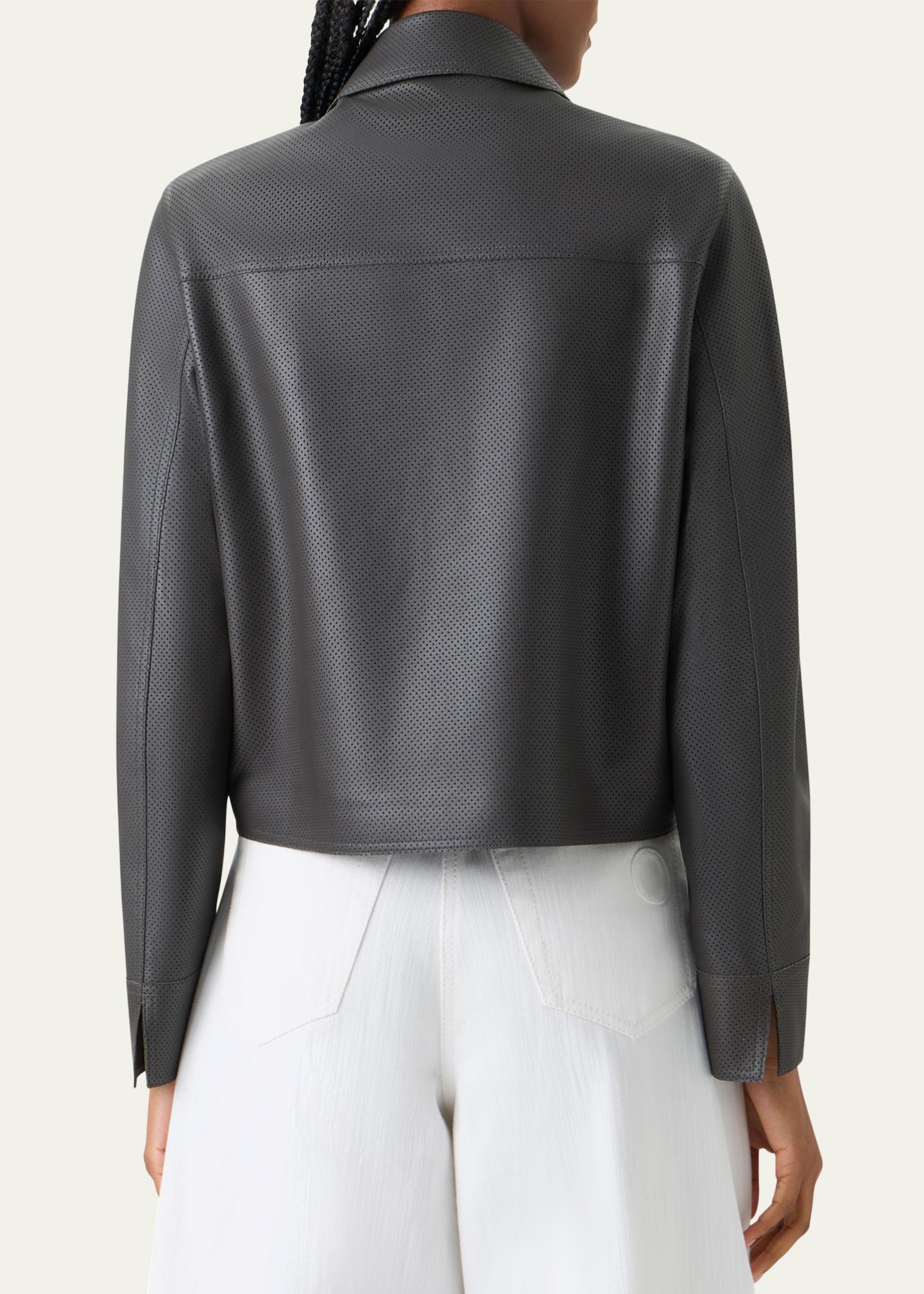 Akris punto Perforated Leather Short Jacket - Bergdorf Goodman