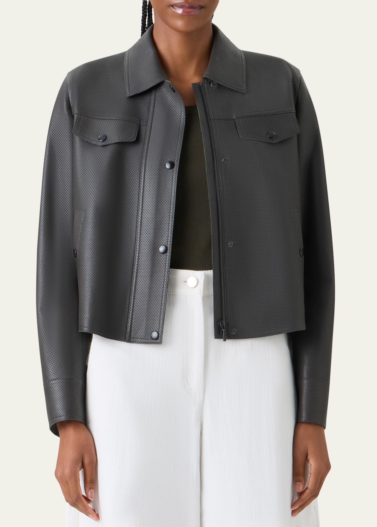 Akris punto Perforated Leather Short Jacket - Bergdorf Goodman