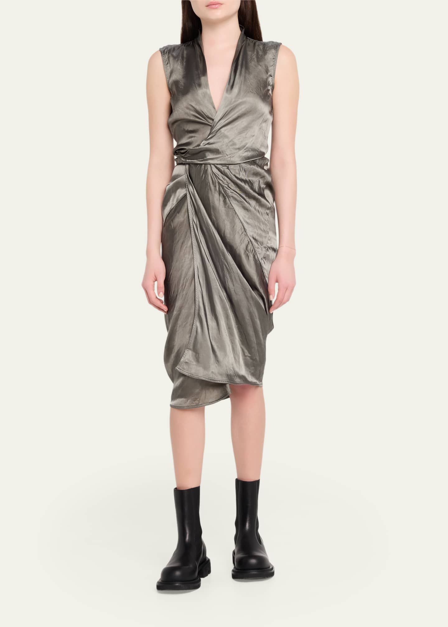 rick owens grey dress Rick Owens Gray Slip Maxi Dress In 34 Dust