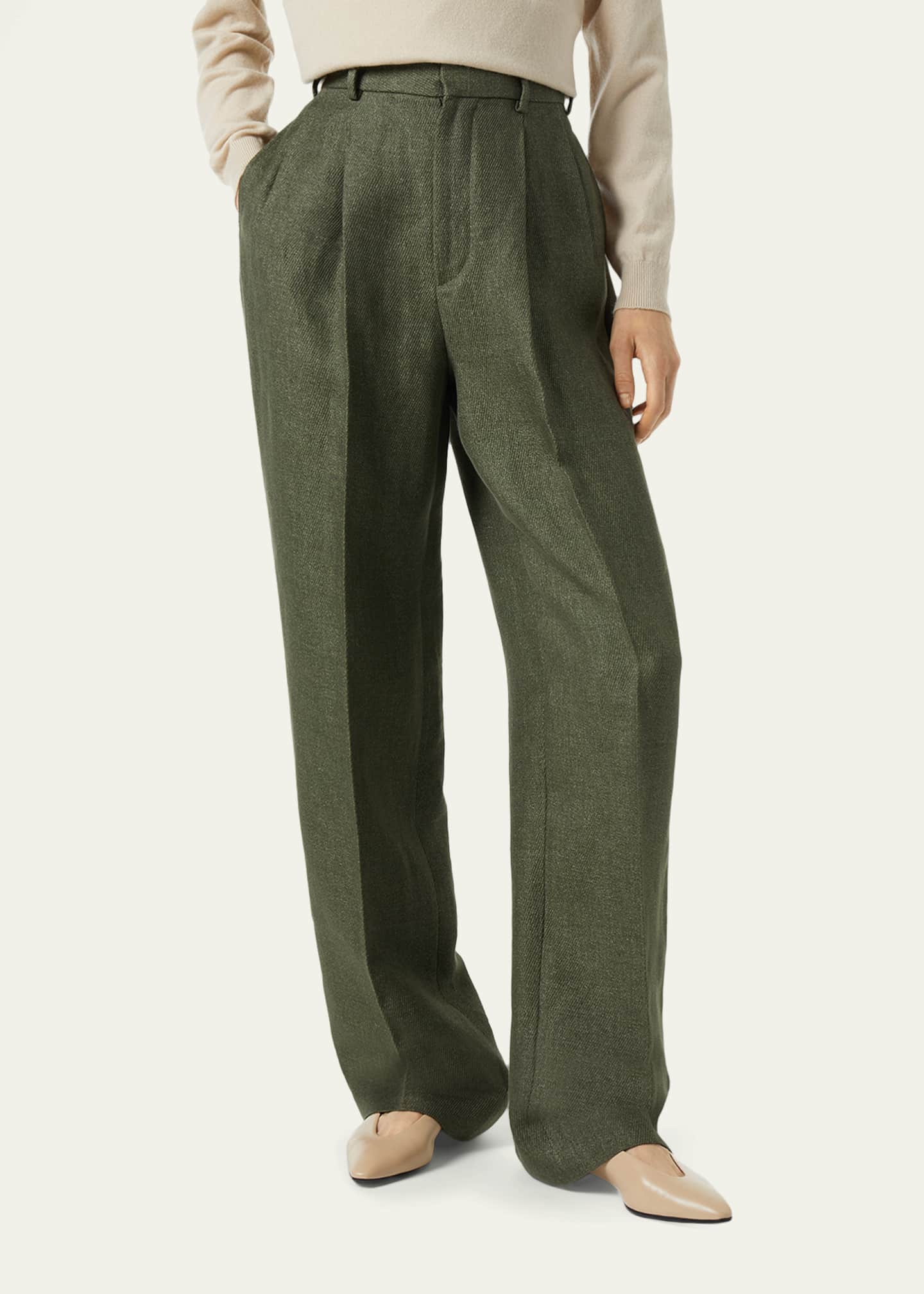 Loro Piana Hector Linen Twill Straight-Leg Trousers - Bergdorf Goodman