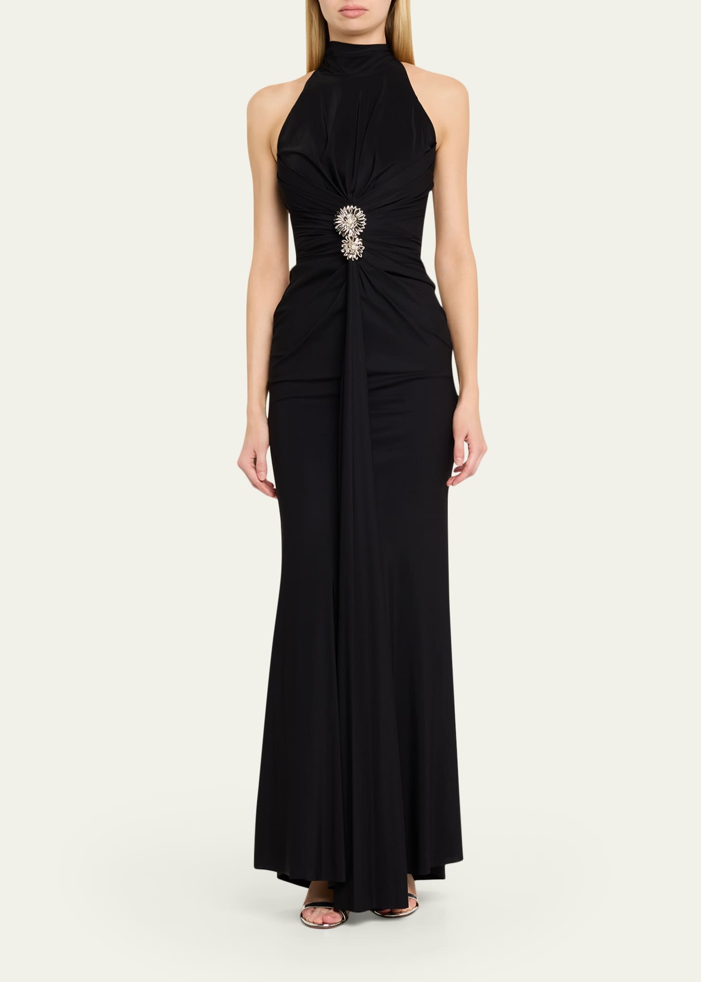Chiara Boni La Petite Robe Nitsa Floral-Embellished Halter Column Gown -  Bergdorf Goodman