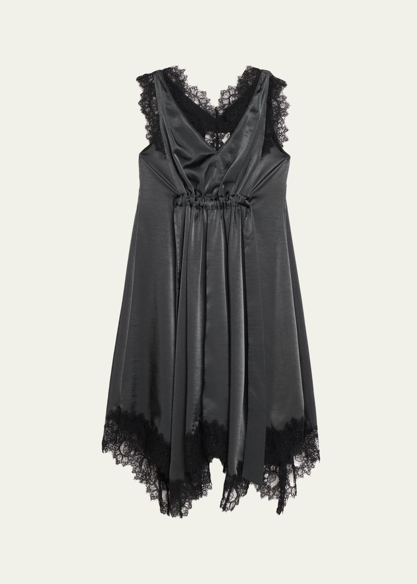 3.1 Phillip Lim V-Neck Lace-Trim Satin Midi Dress - Bergdorf Goodman