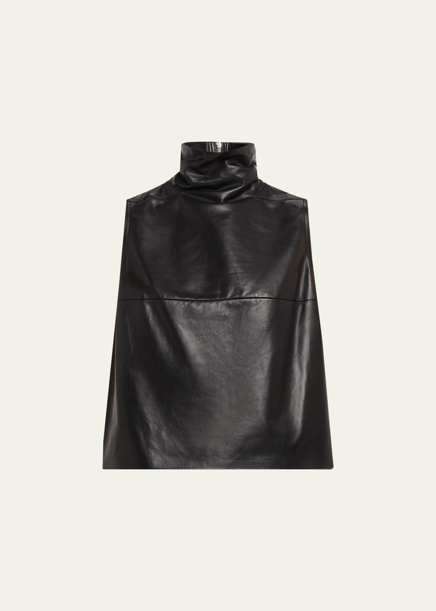 Rick Owens Tabard Sleeveless Leather Half-Zip Top - Bergdorf Goodman