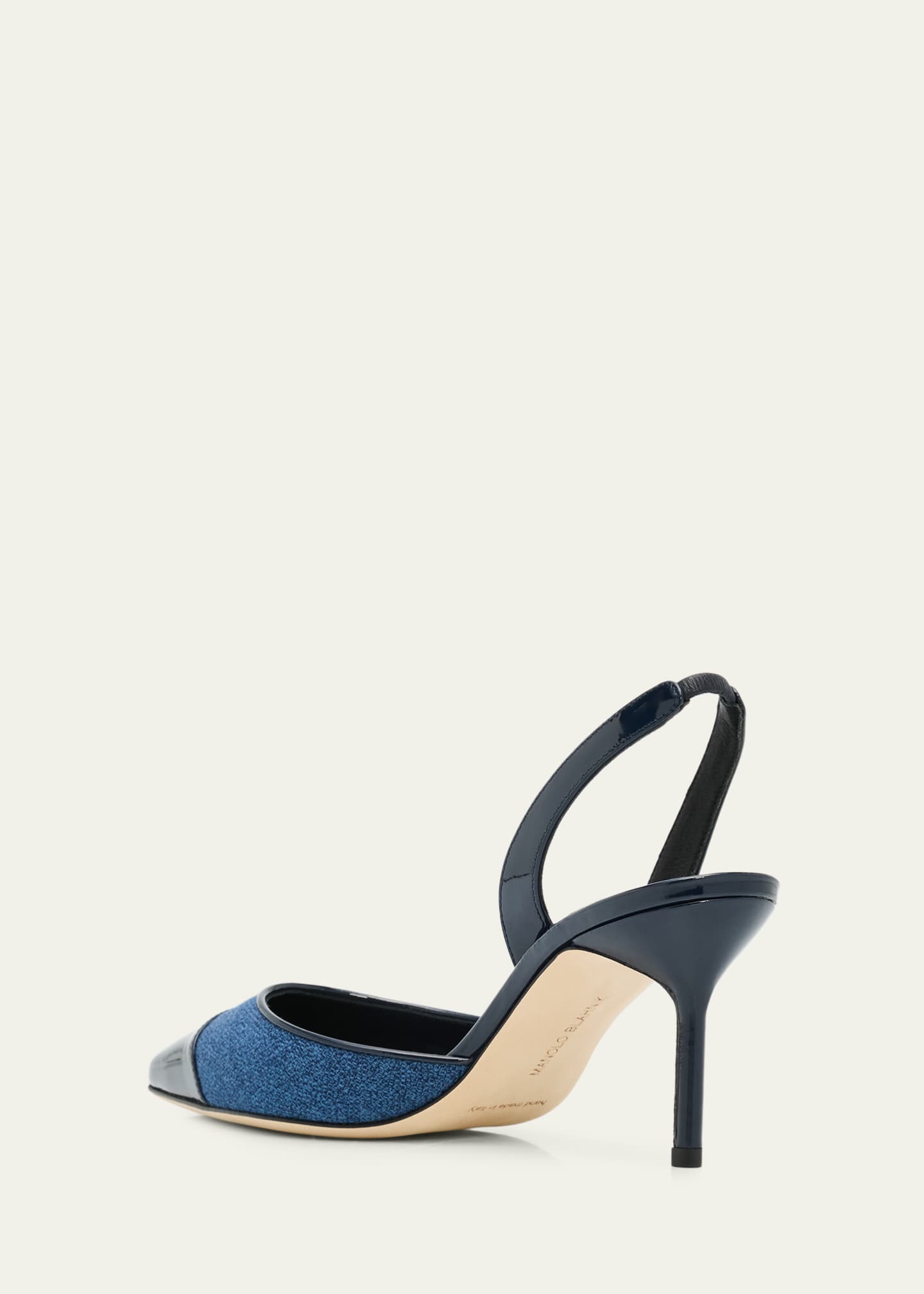 Manolo Blahnik 70mm Capsli Linen Slingback Pumps - Bergdorf Goodman