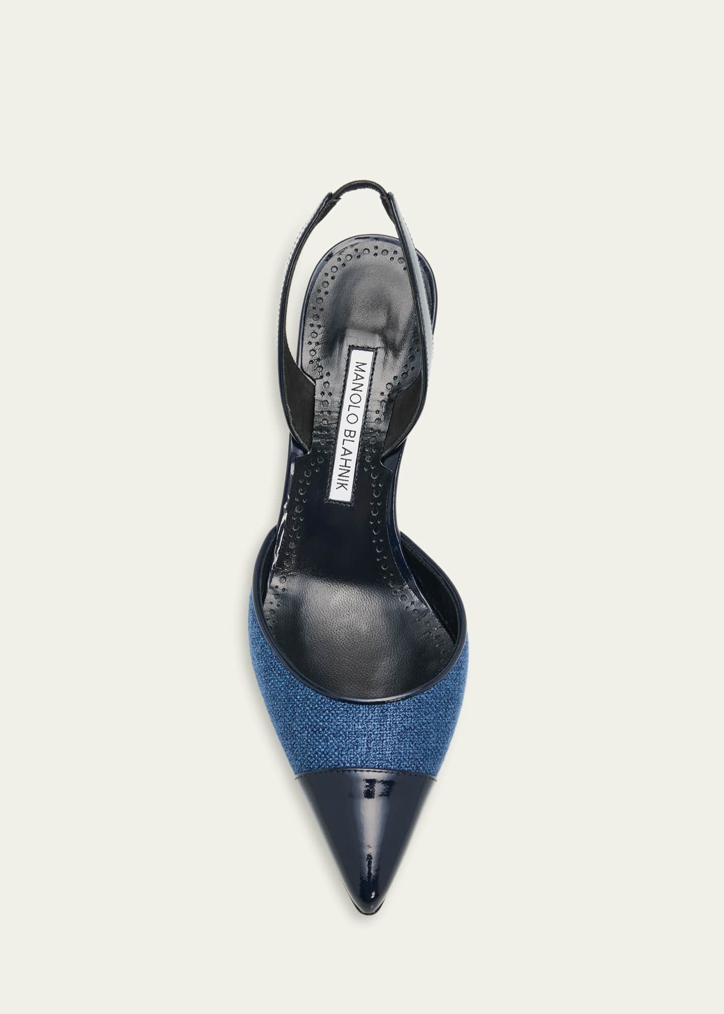 Manolo Blahnik 70mm Capsli Linen Slingback Pumps - Bergdorf Goodman
