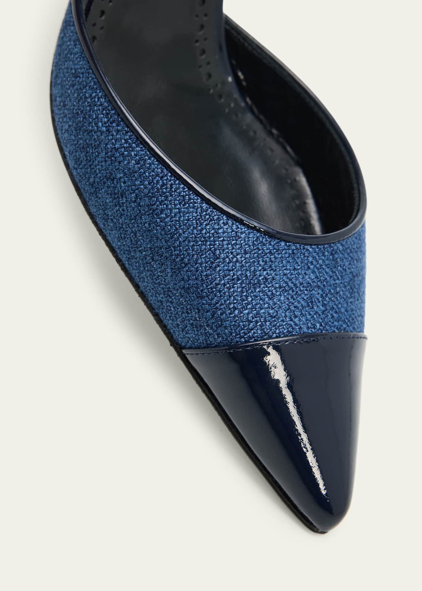 Manolo Blahnik 70mm Capsli Linen Slingback Pumps - Bergdorf Goodman