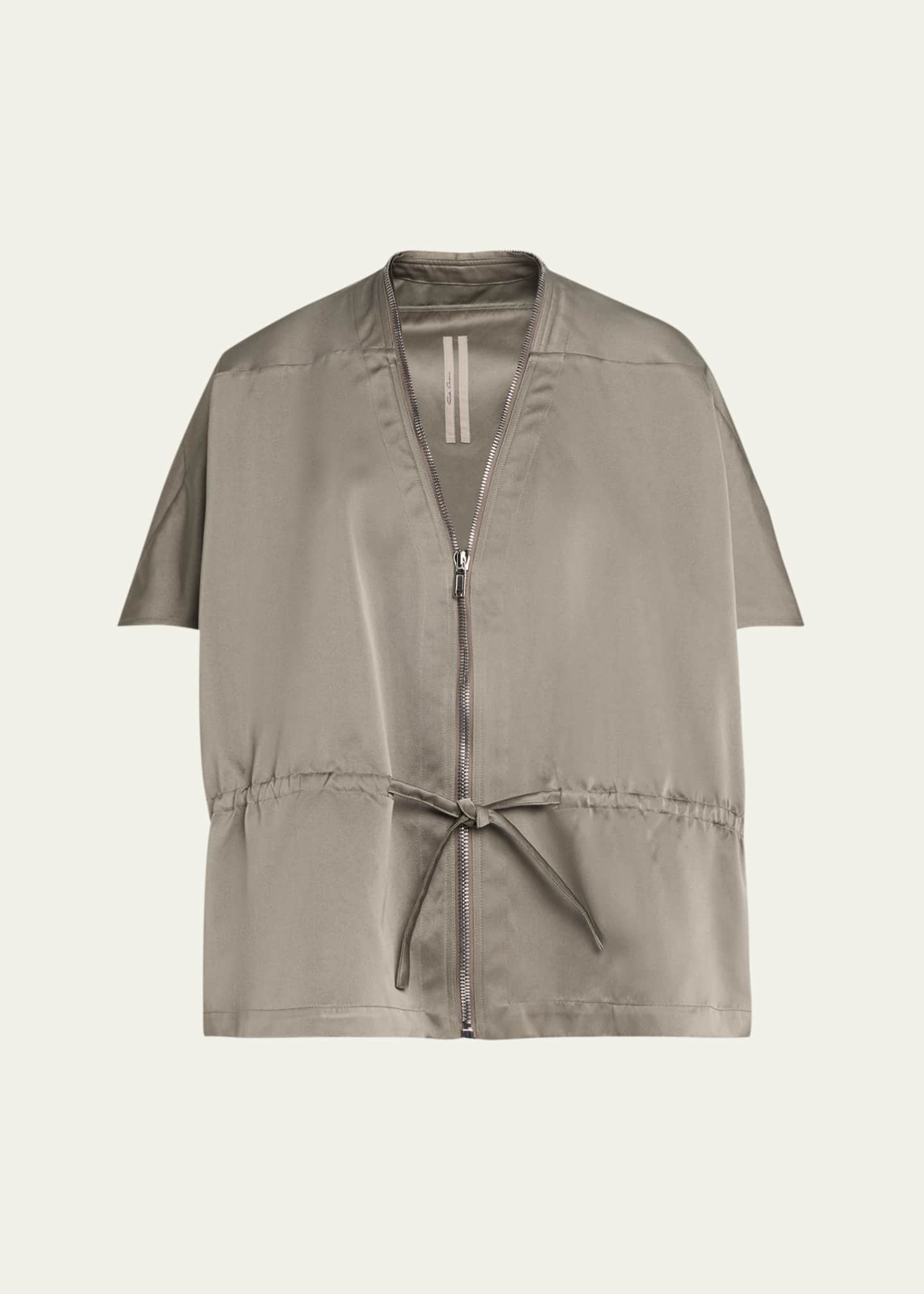 Rick Owens Short-Sleeve Satin Zip Sail Jacket - Bergdorf Goodman