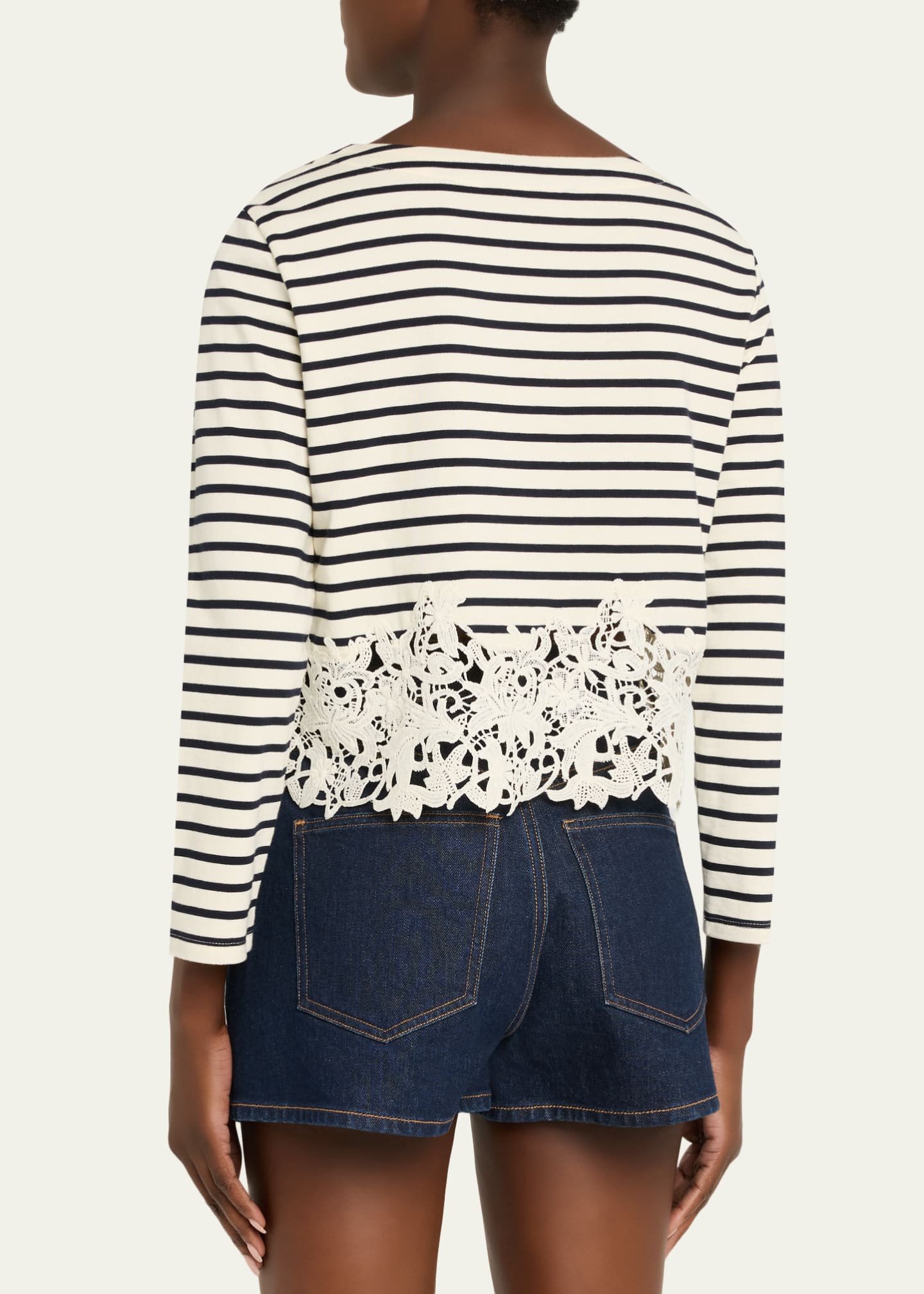 Veronica Beard Hovey Striped Lace Top - Bergdorf Goodman