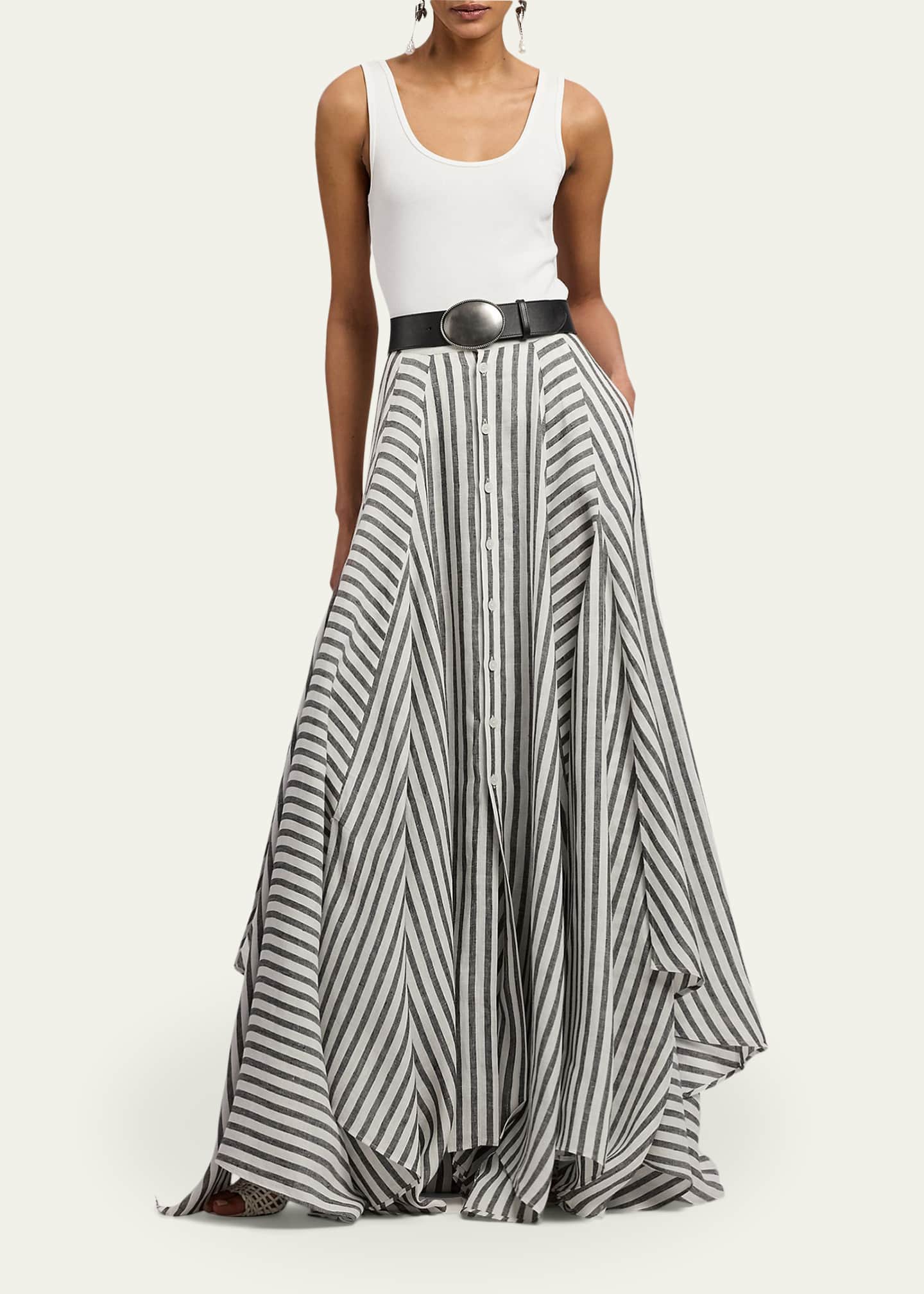 Ralph Lauren Collection Shamus Striped Linen Maxi Skirt - Bergdorf