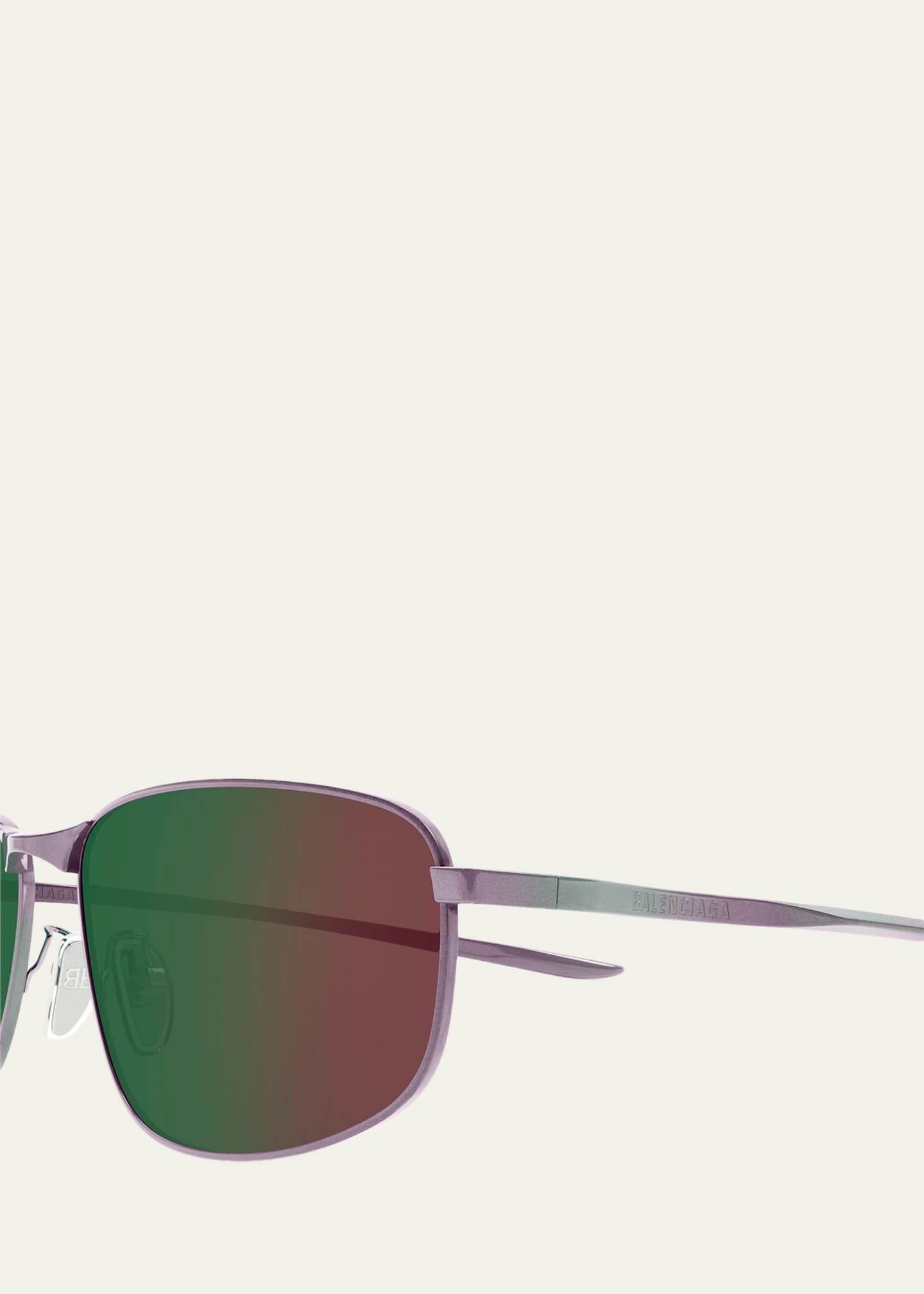 Balenciaga Men's BB0494SA-005 Metal and Nylon Rectangle Sunglasses