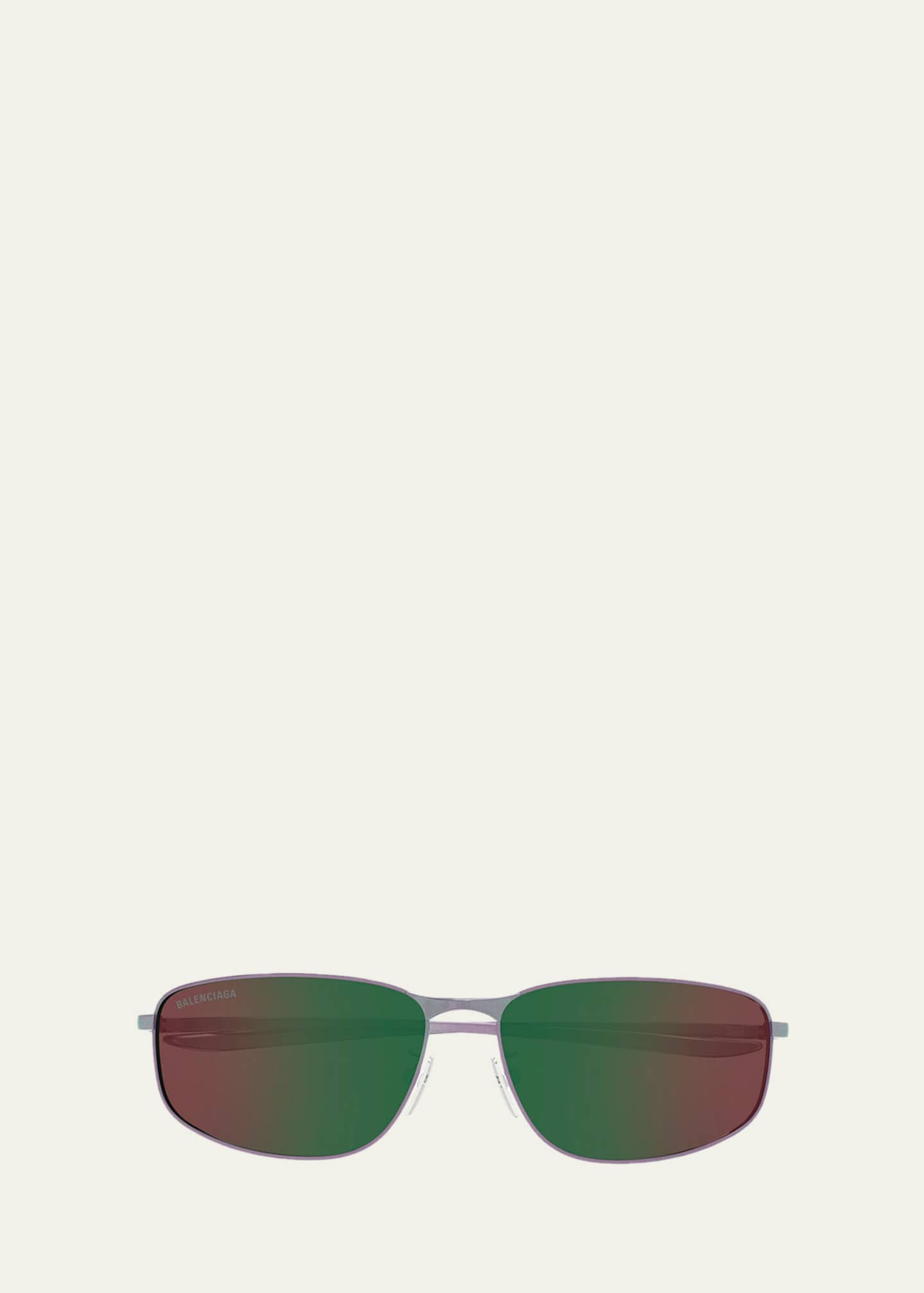 Balenciaga Men's BB0494SA-005 Metal and Nylon Rectangle Sunglasses