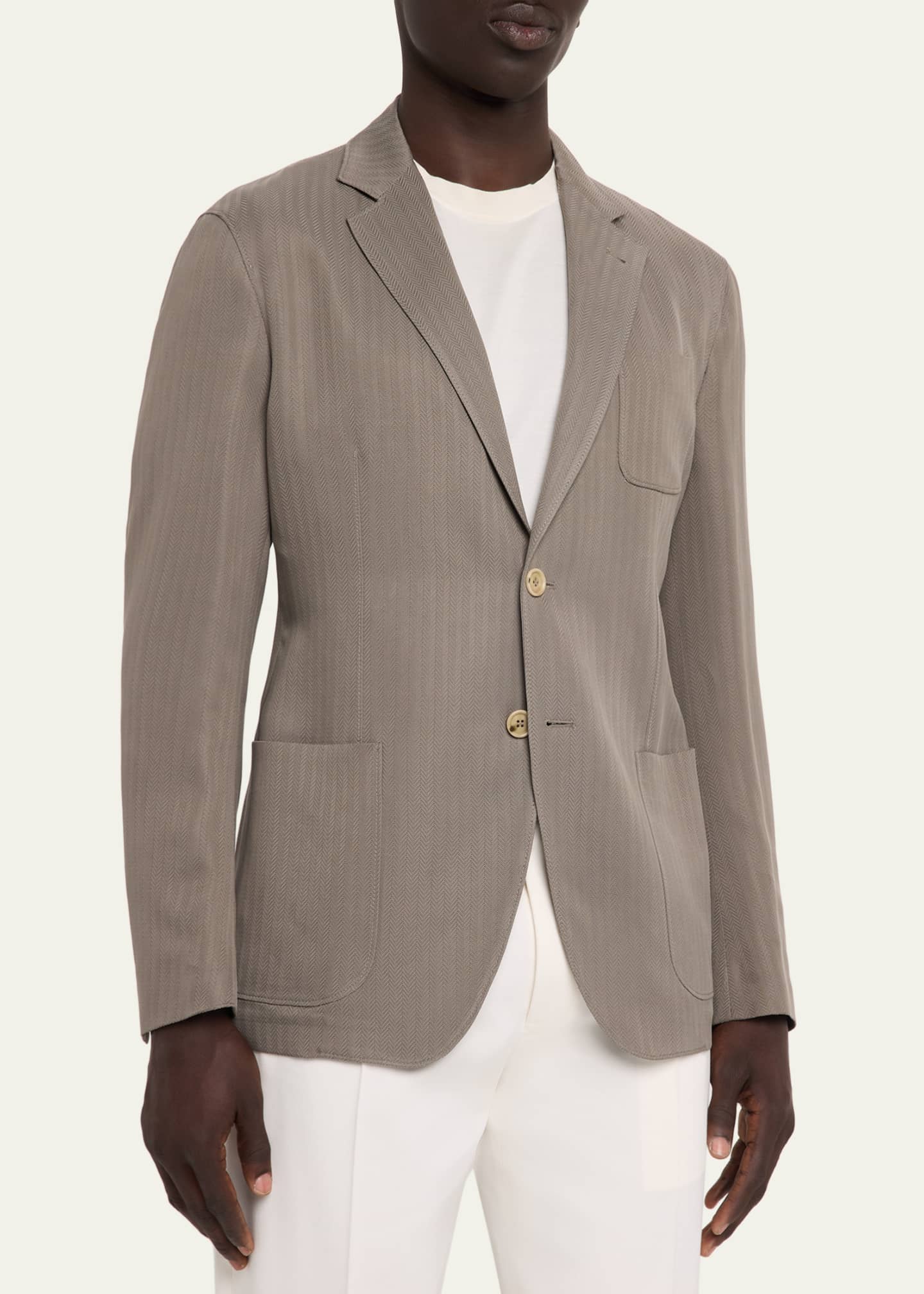 Giorgio Armani Men's Chevron Cupro Patch-Pocket Blazer - Bergdorf