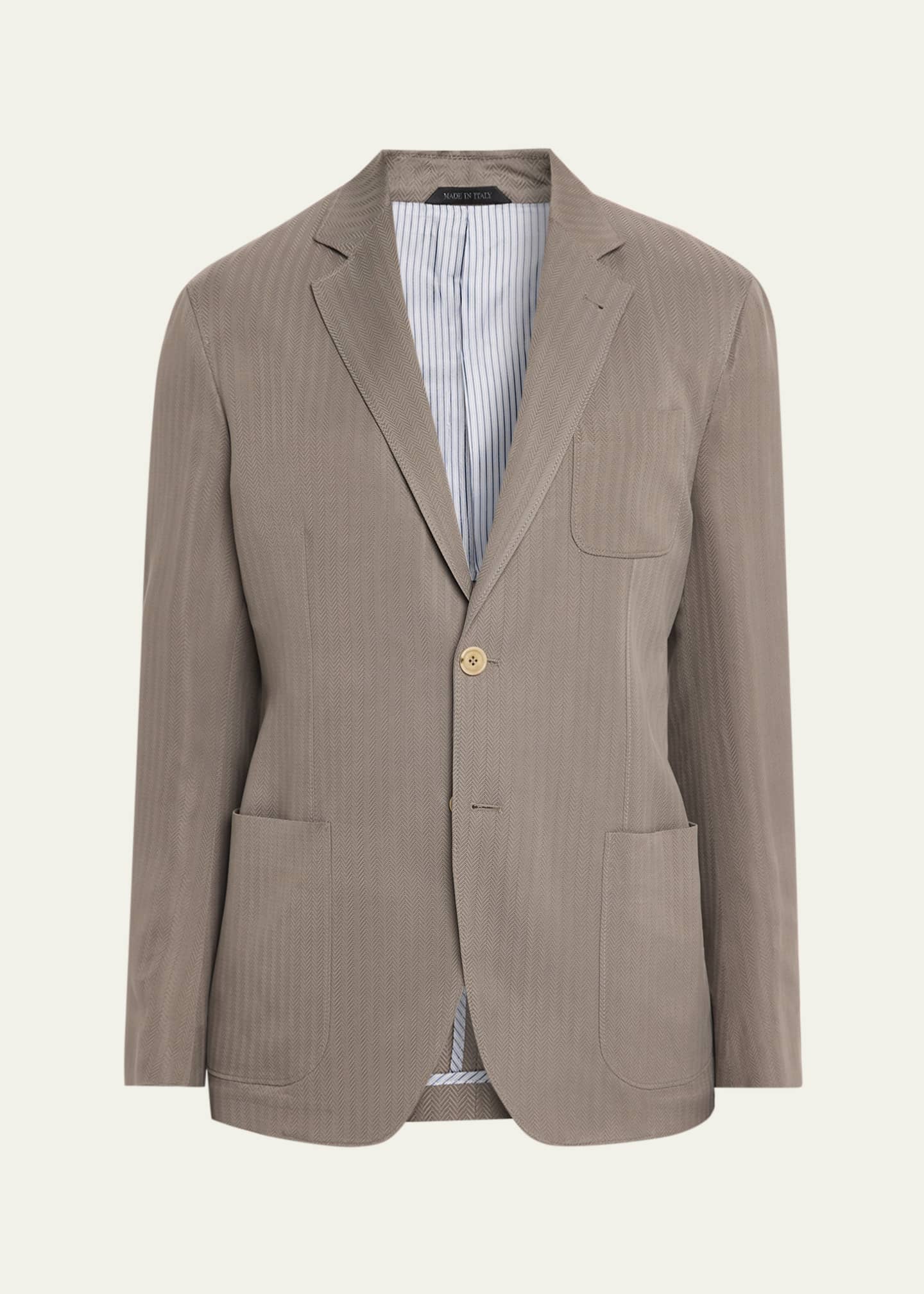 Giorgio Armani Men's Chevron Cupro Patch-Pocket Blazer - Bergdorf