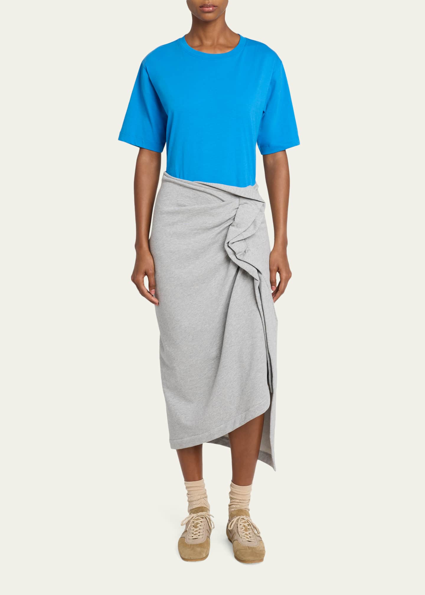 Dries Van Noten Hanam Draped Jersey Midi Skirt - Bergdorf Goodman